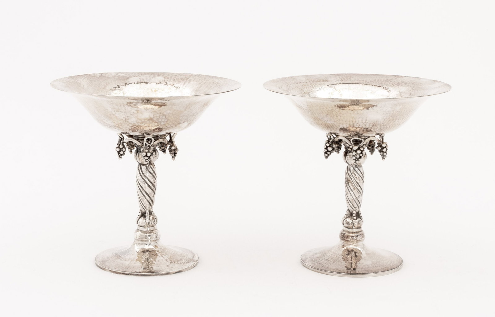 Michael Strauss Hammered Silver Compotes, Pair - 3