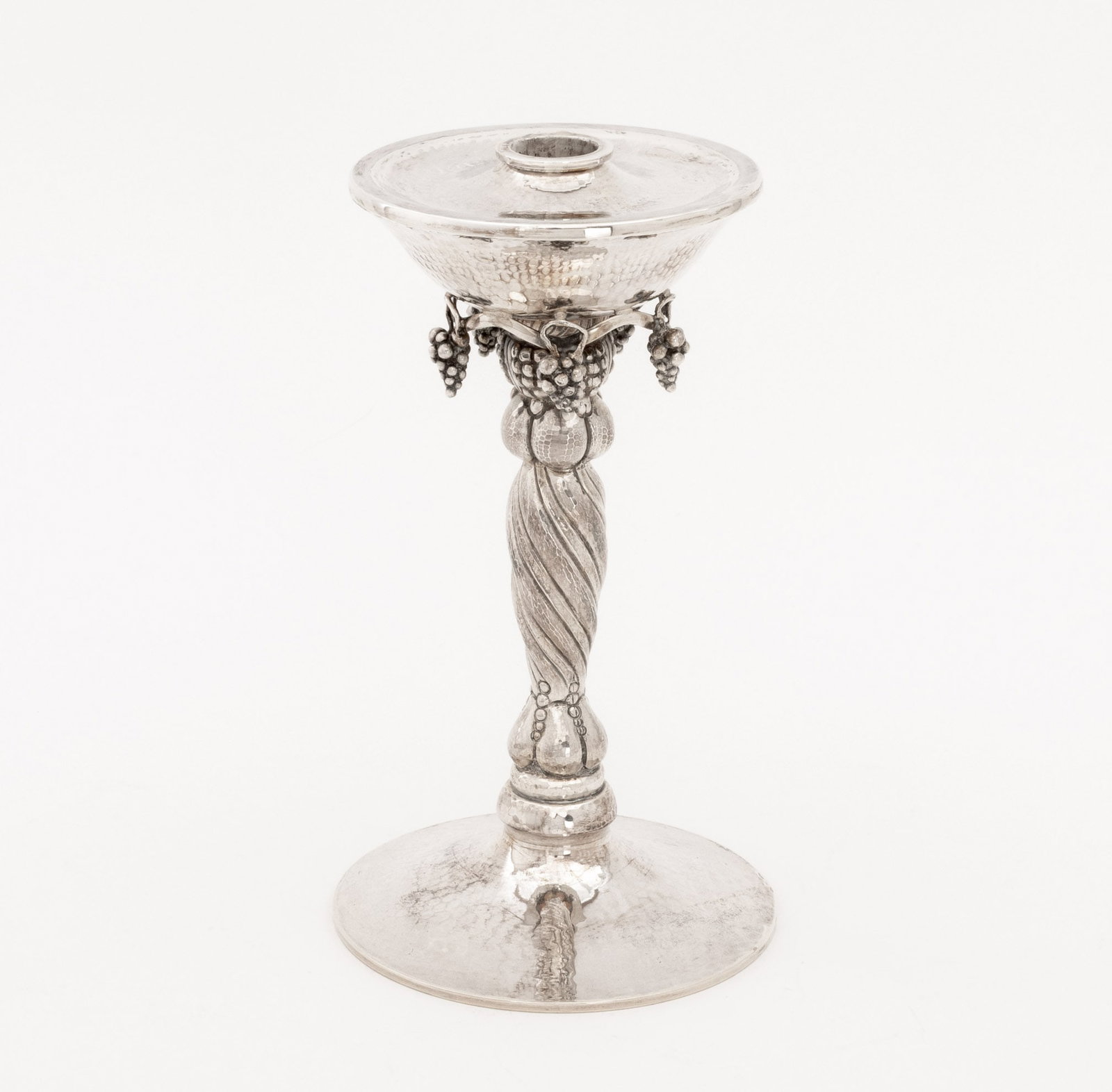 Michael Strauss Hammered Silver Candlesticks, Pair - 9