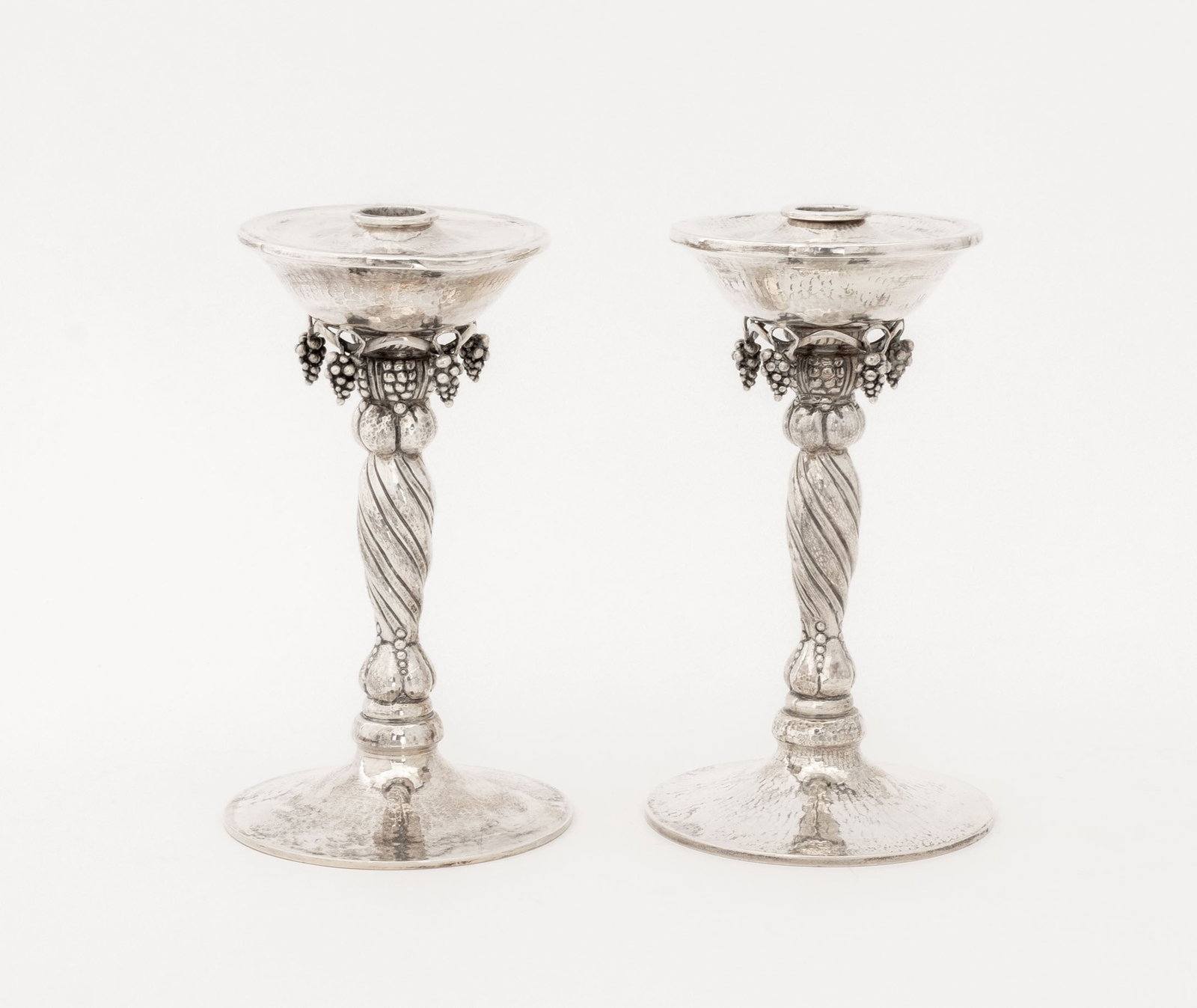 Michael Strauss Hammered Silver Candlesticks, Pair - 2