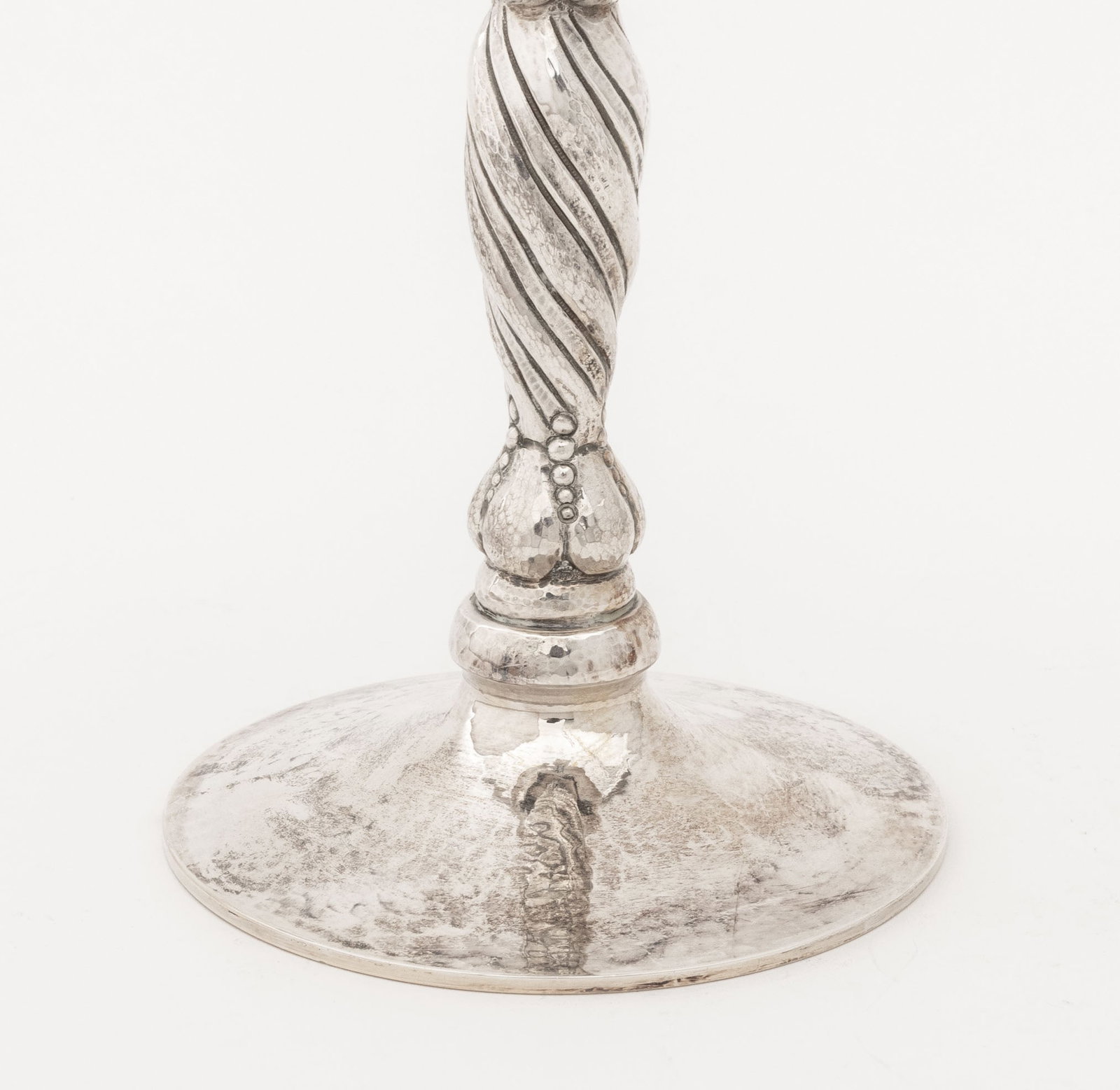 Michael Strauss Hammered Silver Candlesticks, Pair - 7
