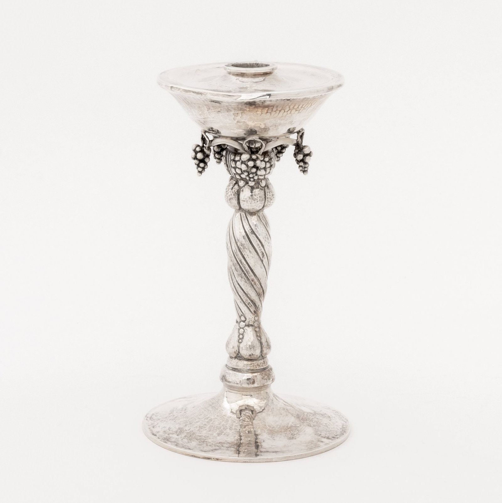 Michael Strauss Hammered Silver Candlesticks, Pair - 8