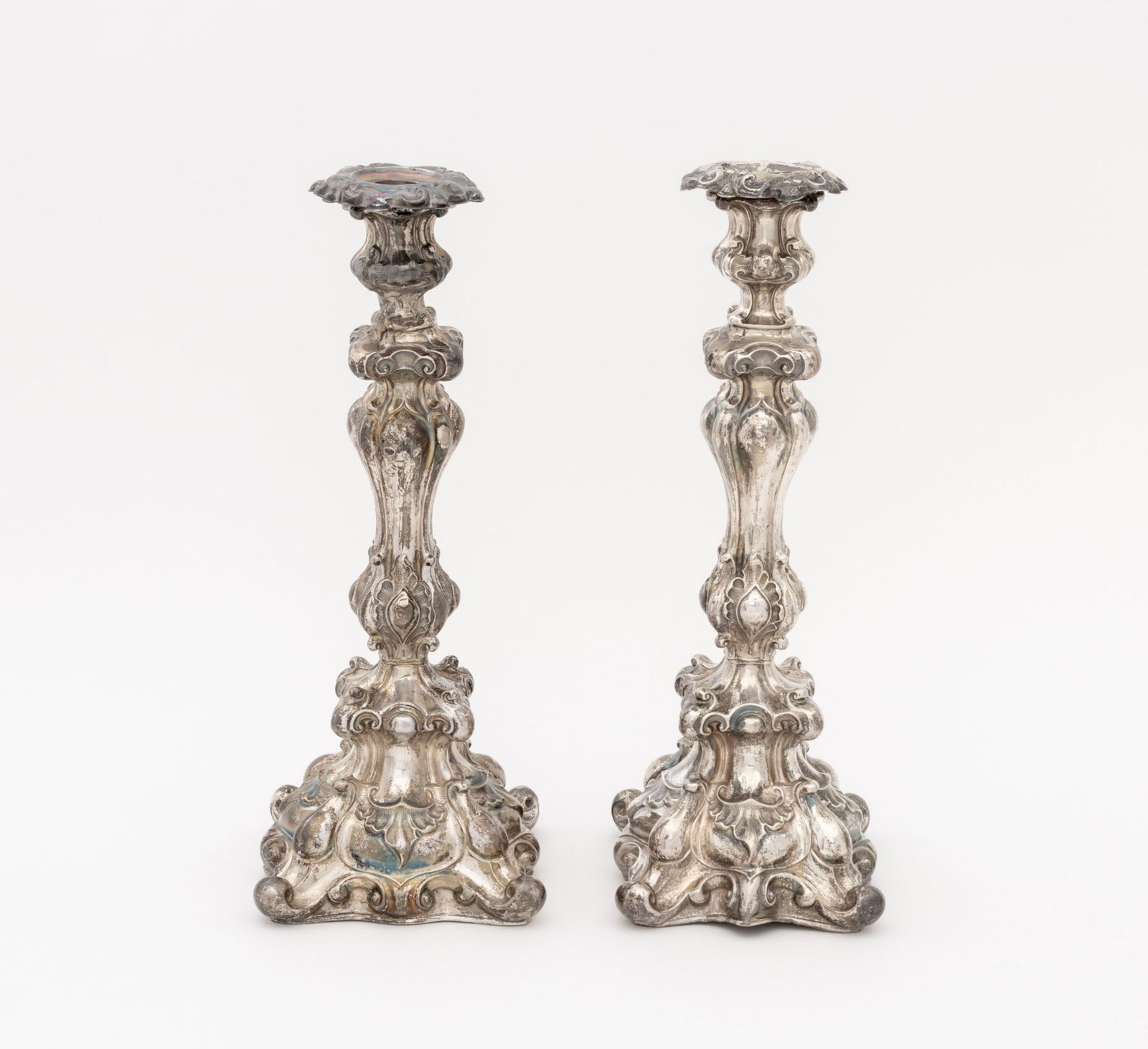 Polish Baroque Silver Shabbat Candlesticks, Pair - 2