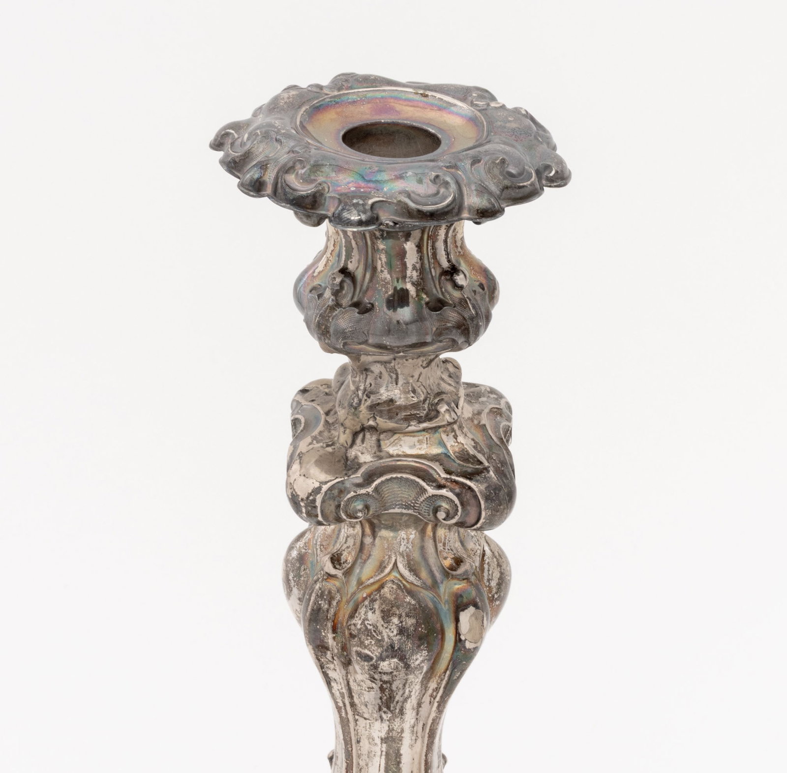 Polish Baroque Silver Shabbat Candlesticks, Pair - 4