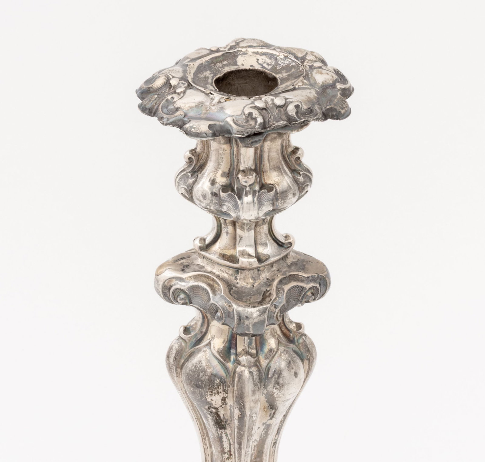 Polish Baroque Silver Shabbat Candlesticks, Pair - 7