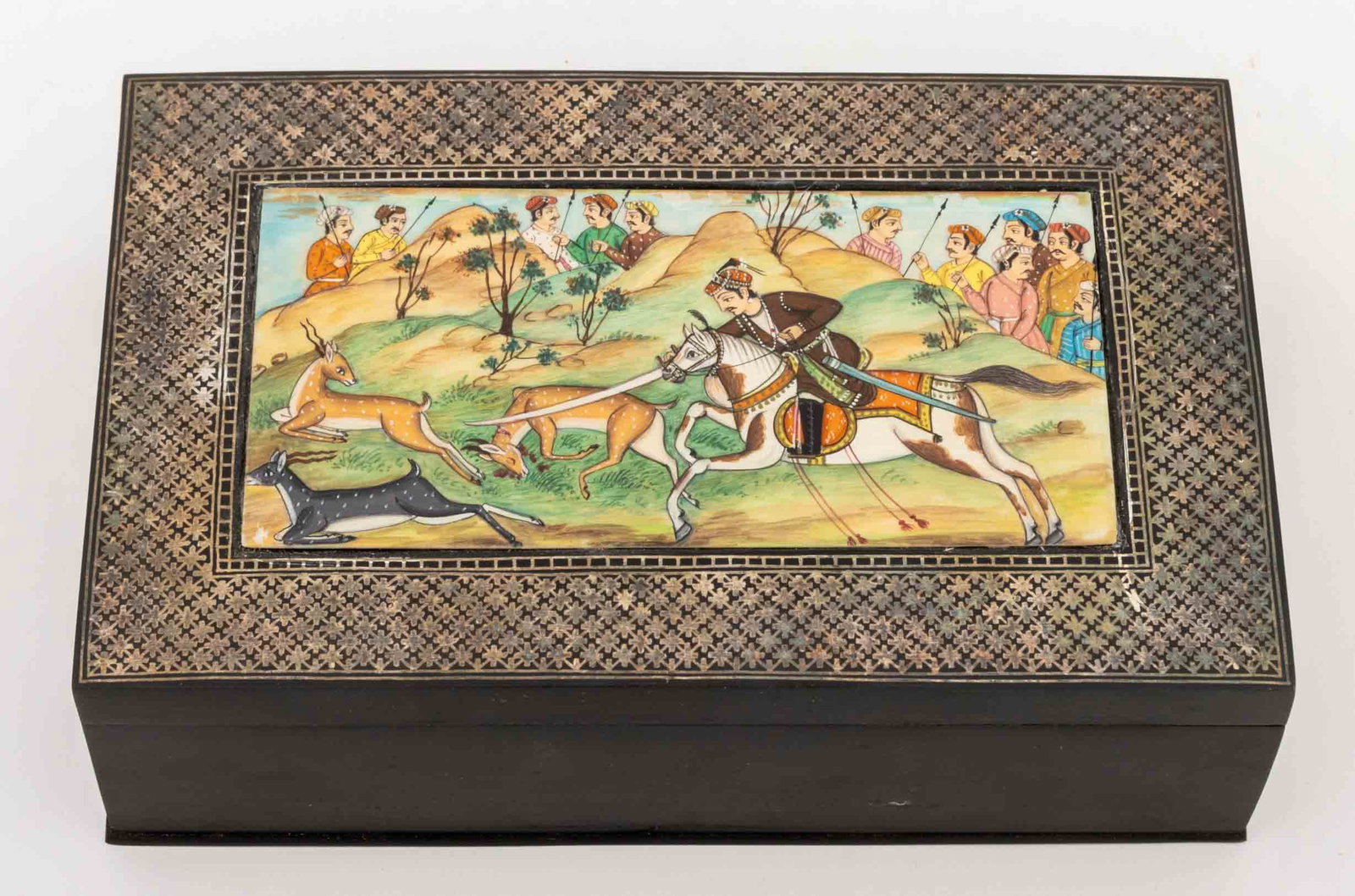 Persian Miniature Painting Mounted Table Box - 3