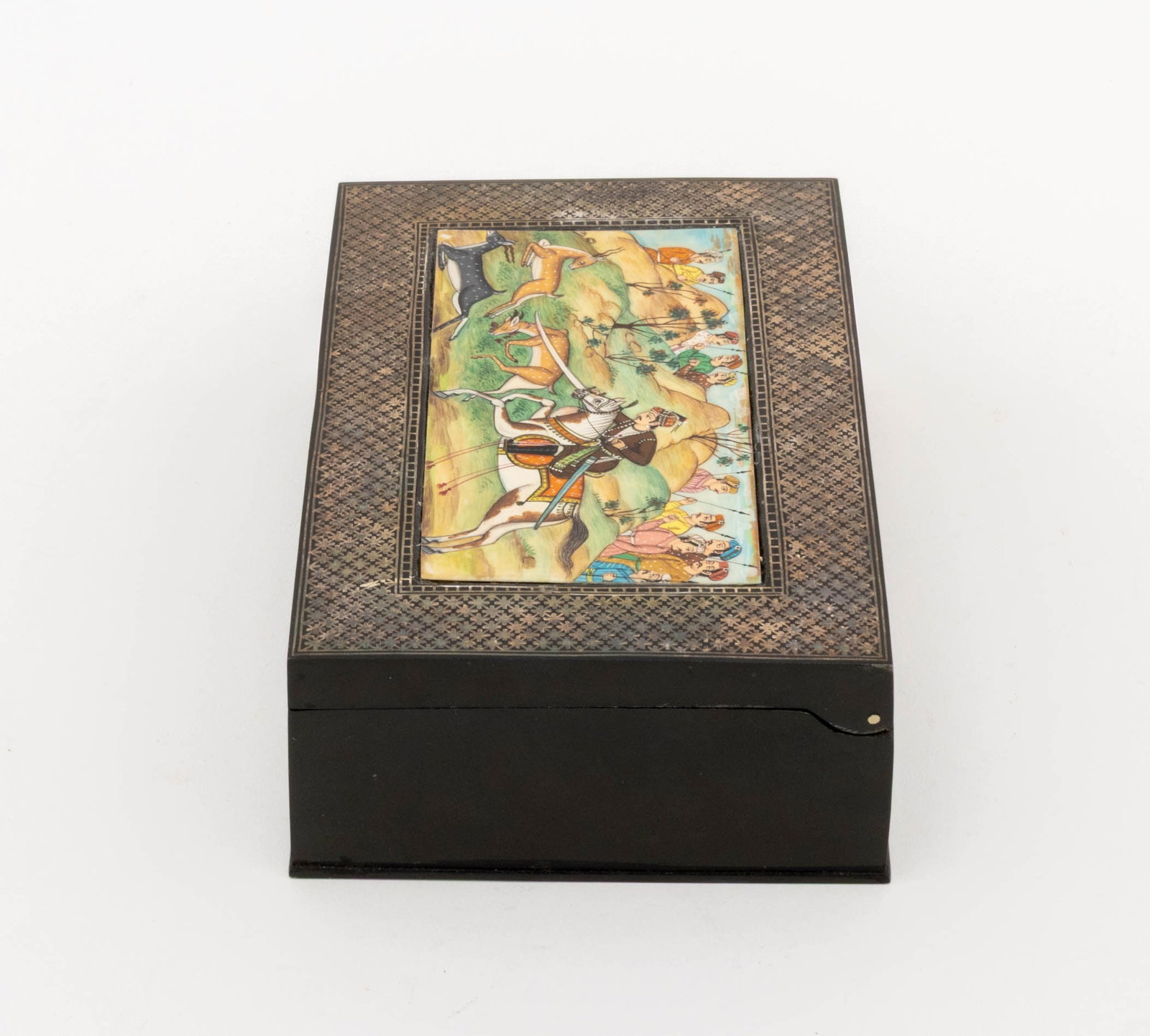 Persian Miniature Painting Mounted Table Box - 6