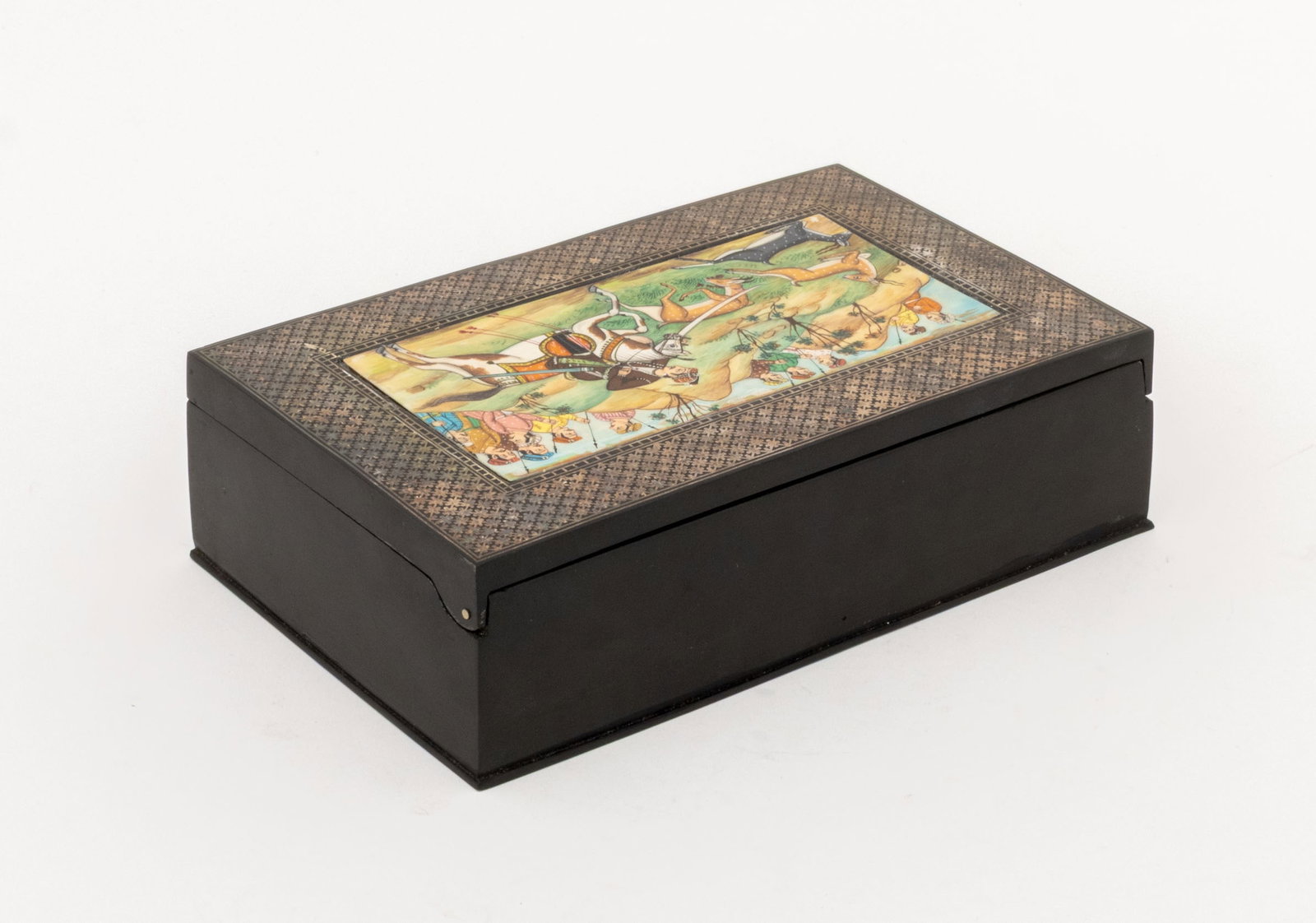 Persian Miniature Painting Mounted Table Box - 7