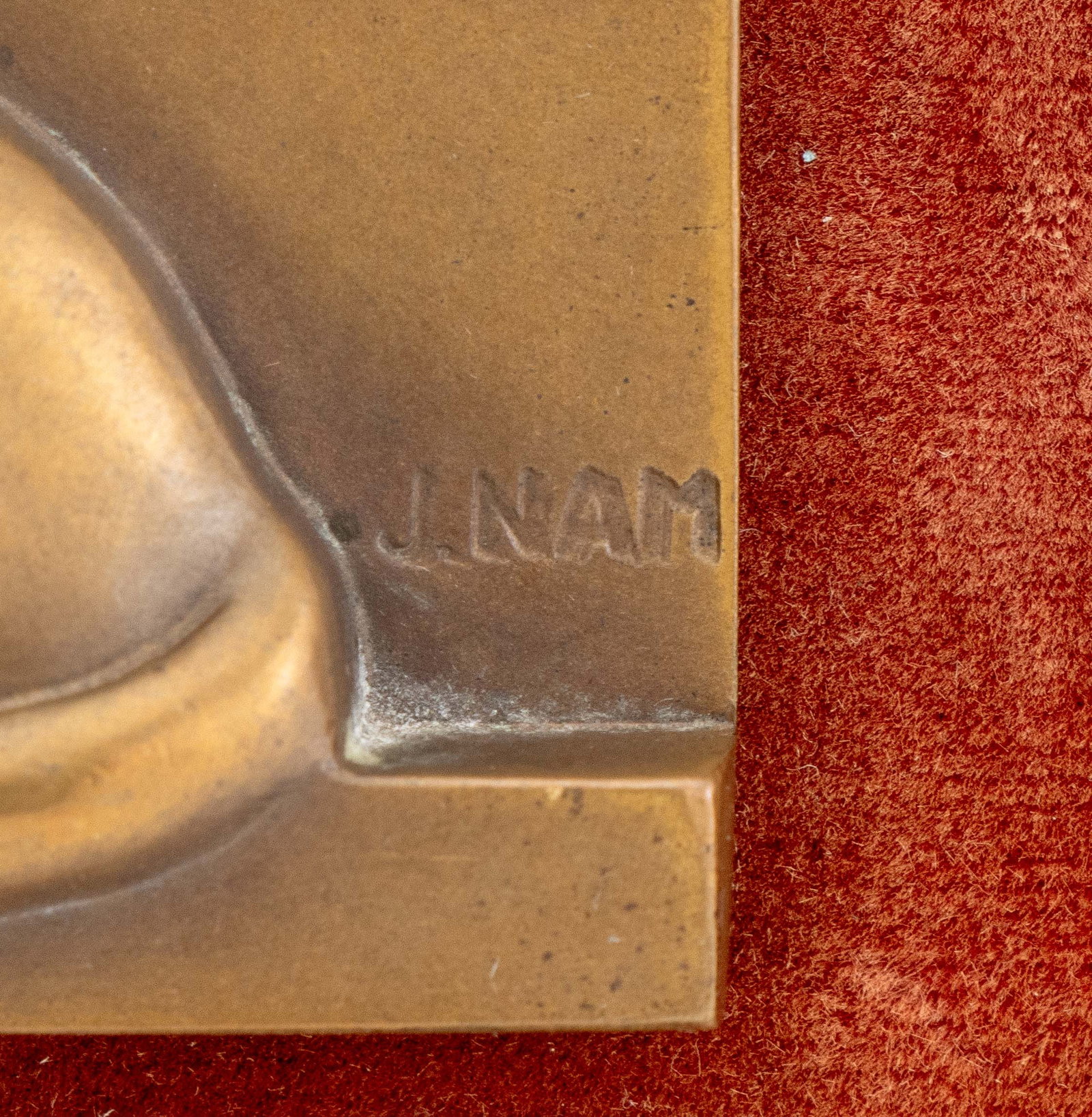 Jacques Nam Reclining Cat Patinated Bronze Relief - 4