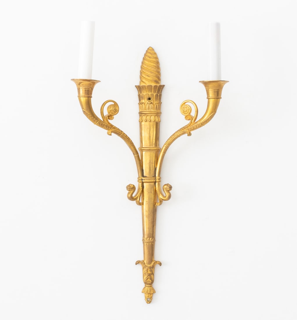 French Empire Style Ormolu Torch Form Sconces, Pr. - 2