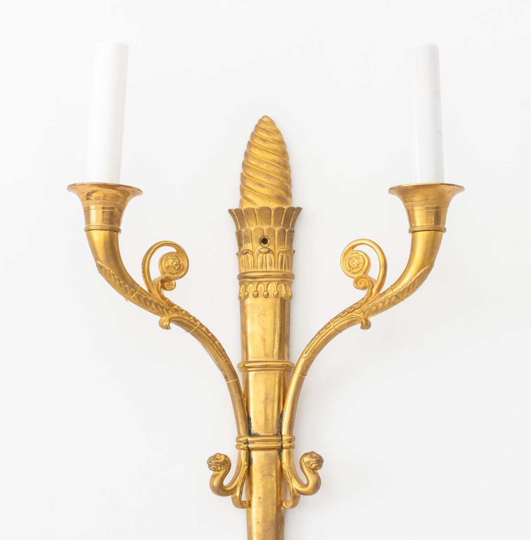 French Empire Style Ormolu Torch Form Sconces, Pr. - 3