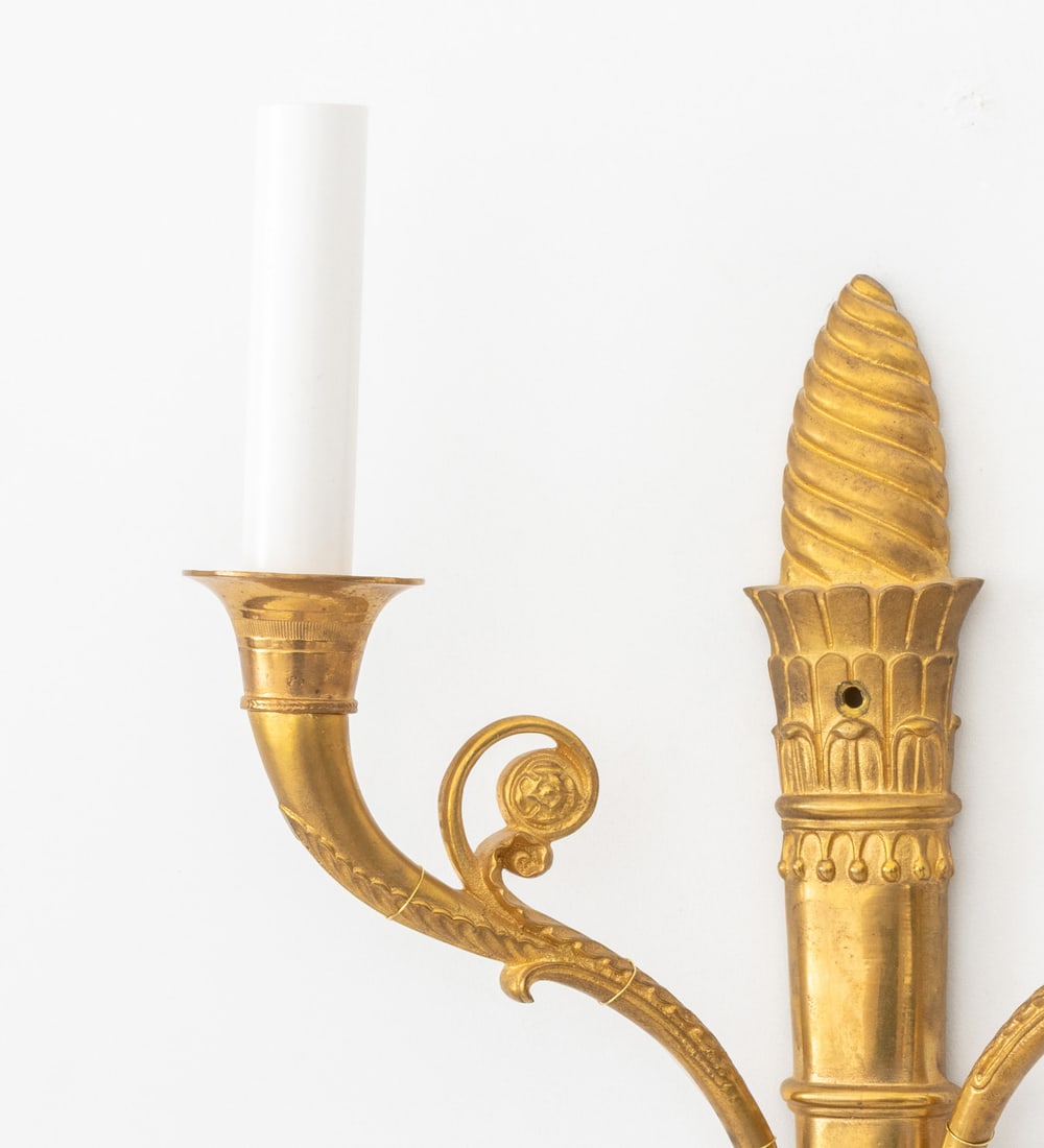 French Empire Style Ormolu Torch Form Sconces, Pr. - 4