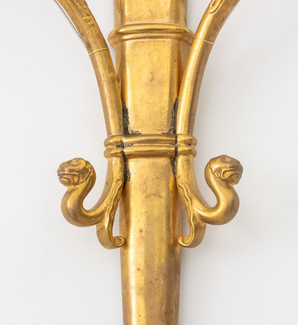 French Empire Style Ormolu Torch Form Sconces, Pr. - 5
