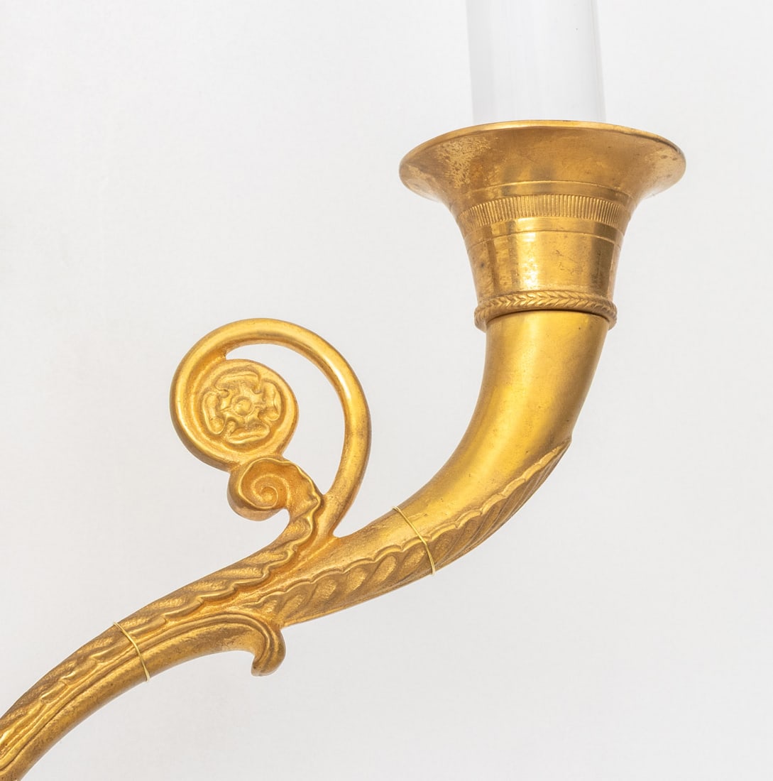 French Empire Style Ormolu Torch Form Sconces, Pr. - 7