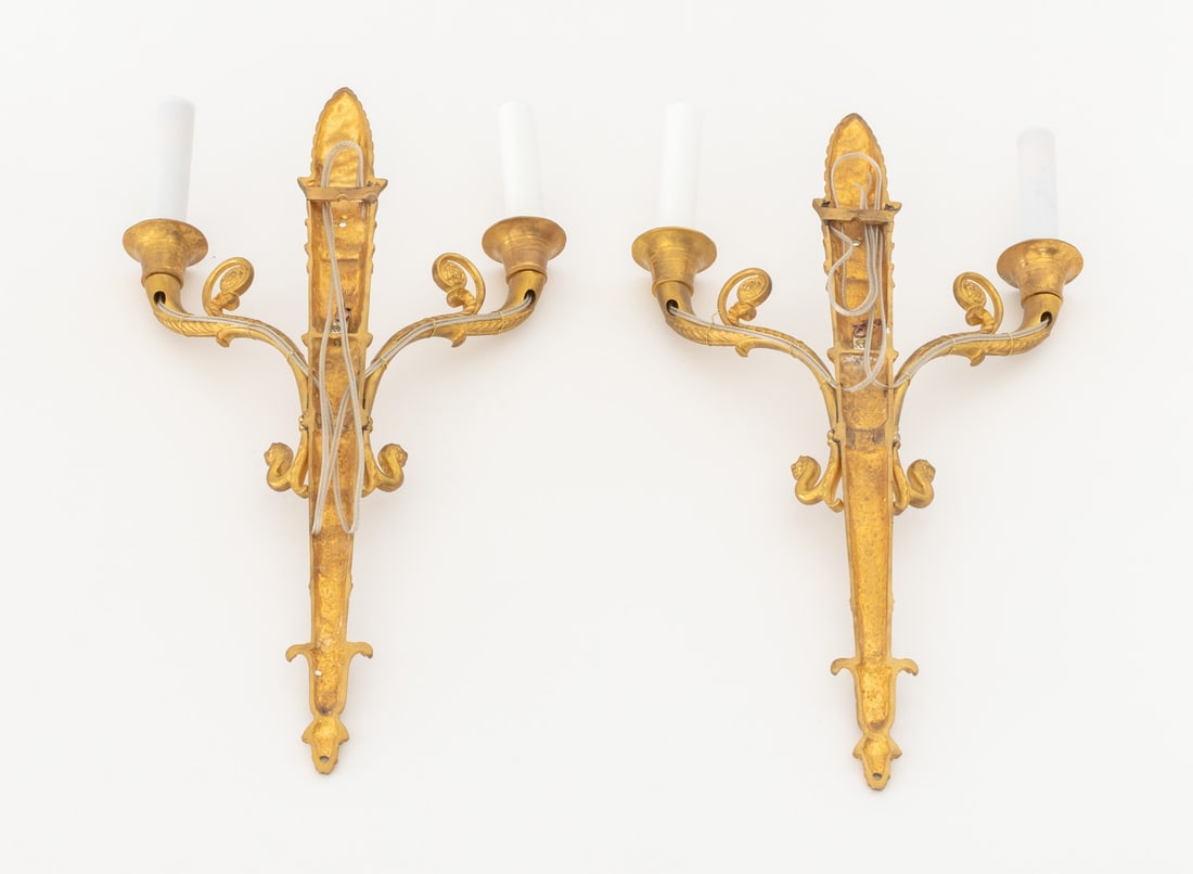 French Empire Style Ormolu Torch Form Sconces, Pr. - 8