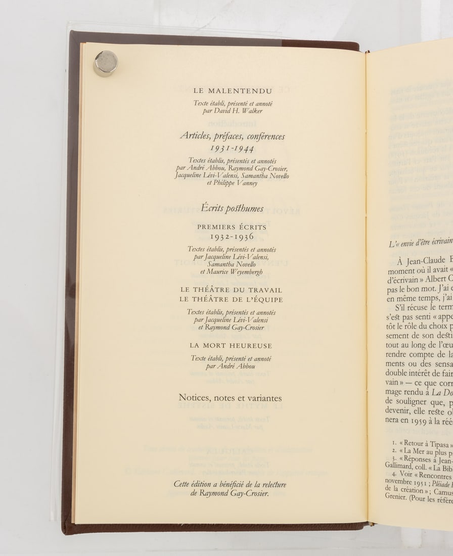 Albert Camus "Oeuvres Completes", 2 Vols. - 6