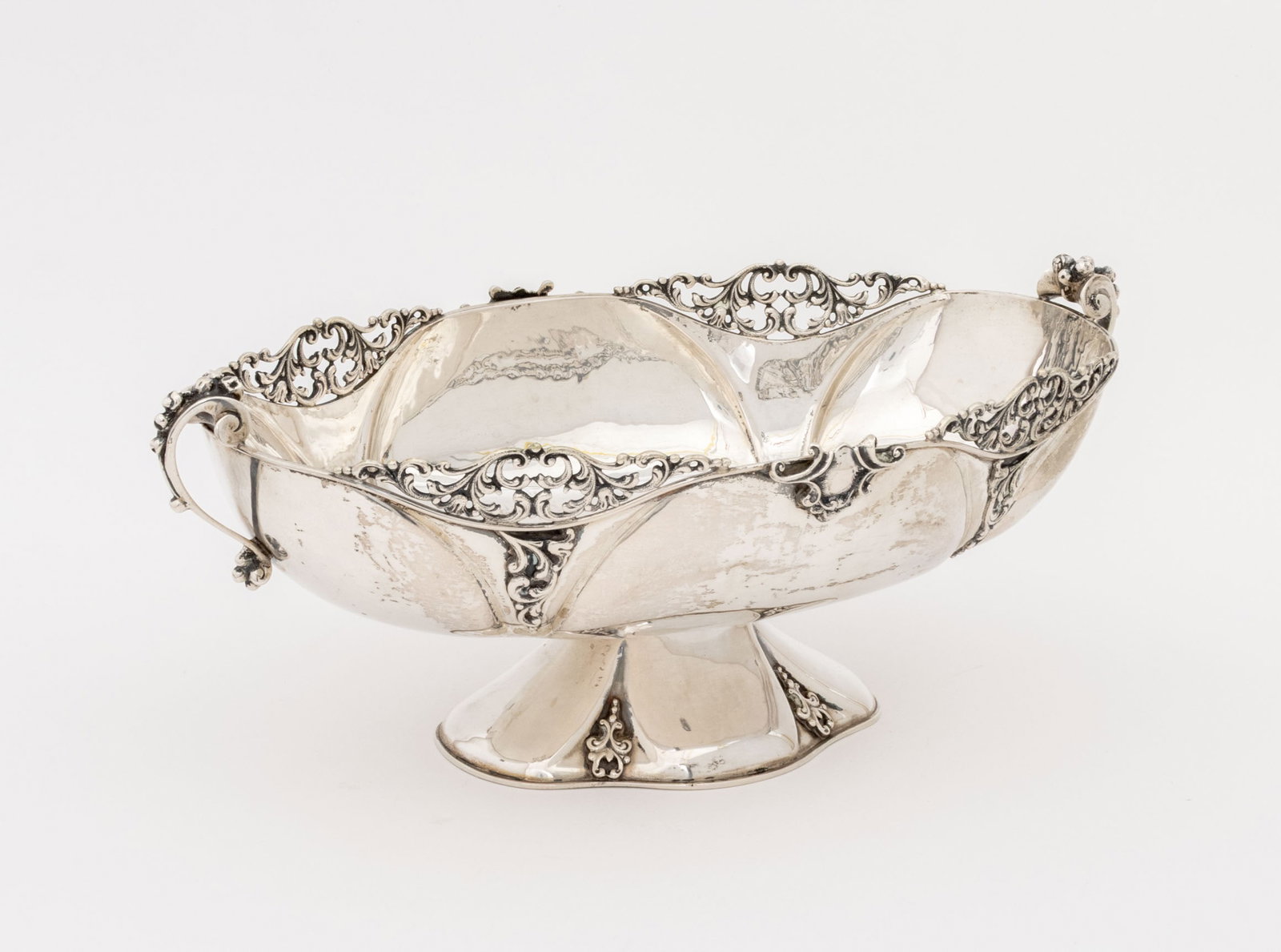 Italian Silver Oval Serving Bowl - 7
