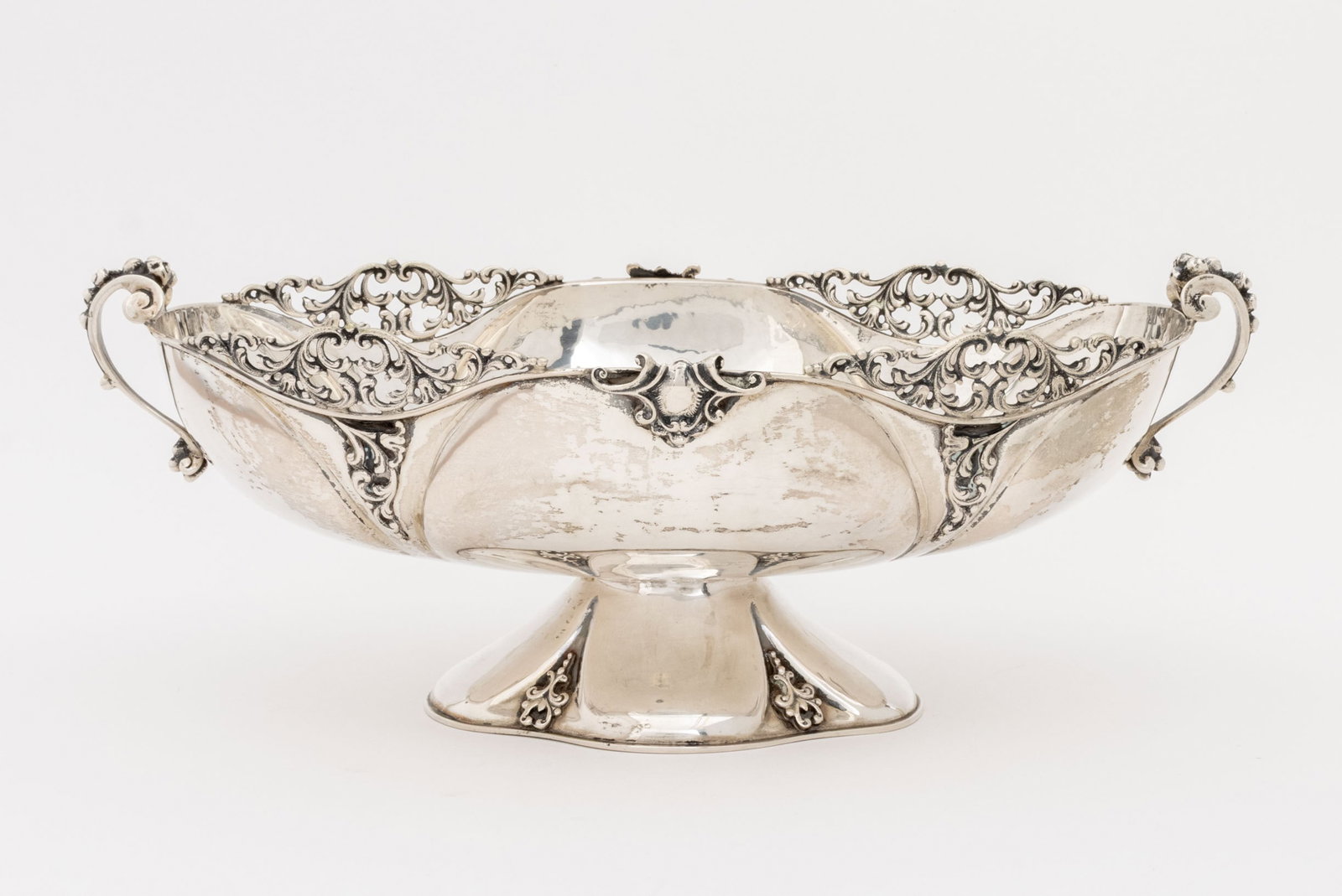 Italian Silver Oval Serving Bowl - 8