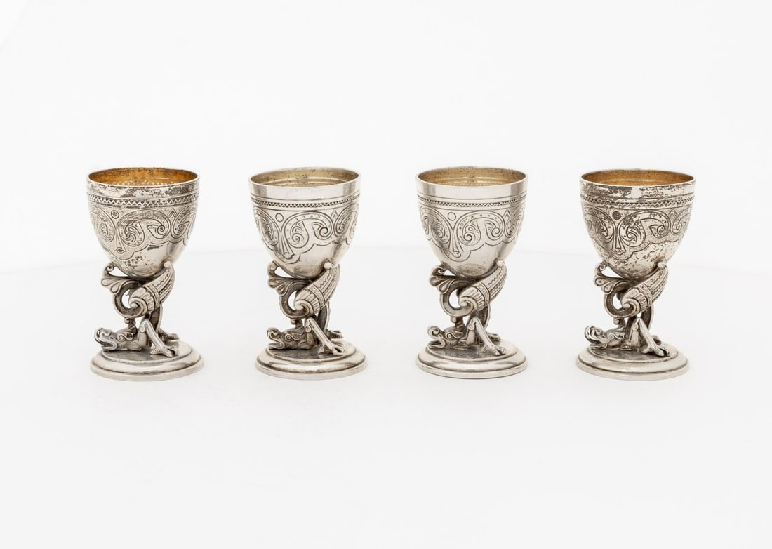 David Andersen Dragon Motif Silver Cordials, 4 - 4