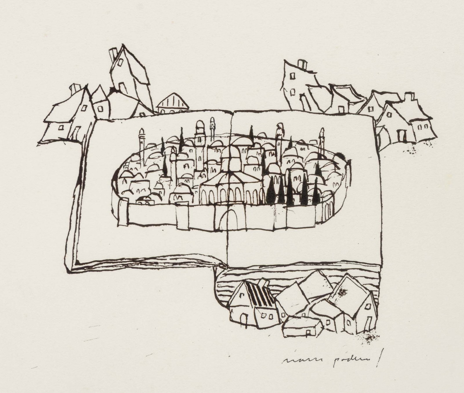 Mark Podwal Jerusalem Within the Torah Ink - 3