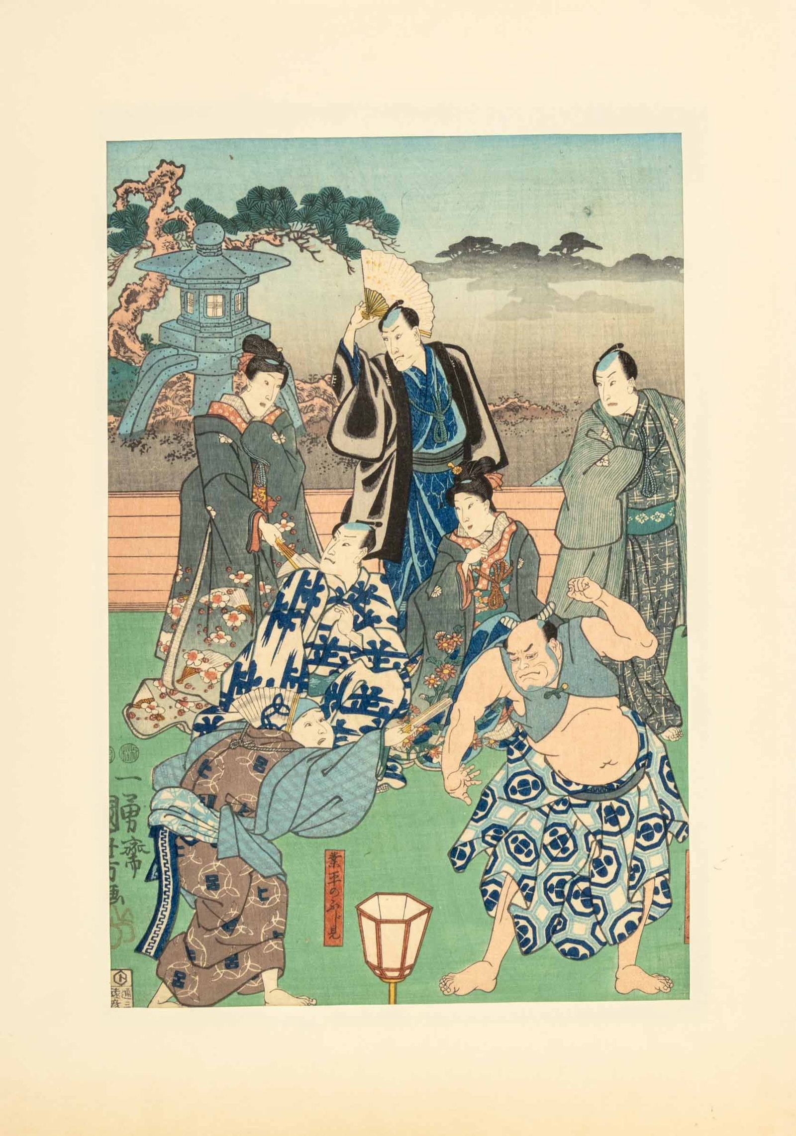 Toyokuni III Figural Scene Woodblock Prints, 5 - 8