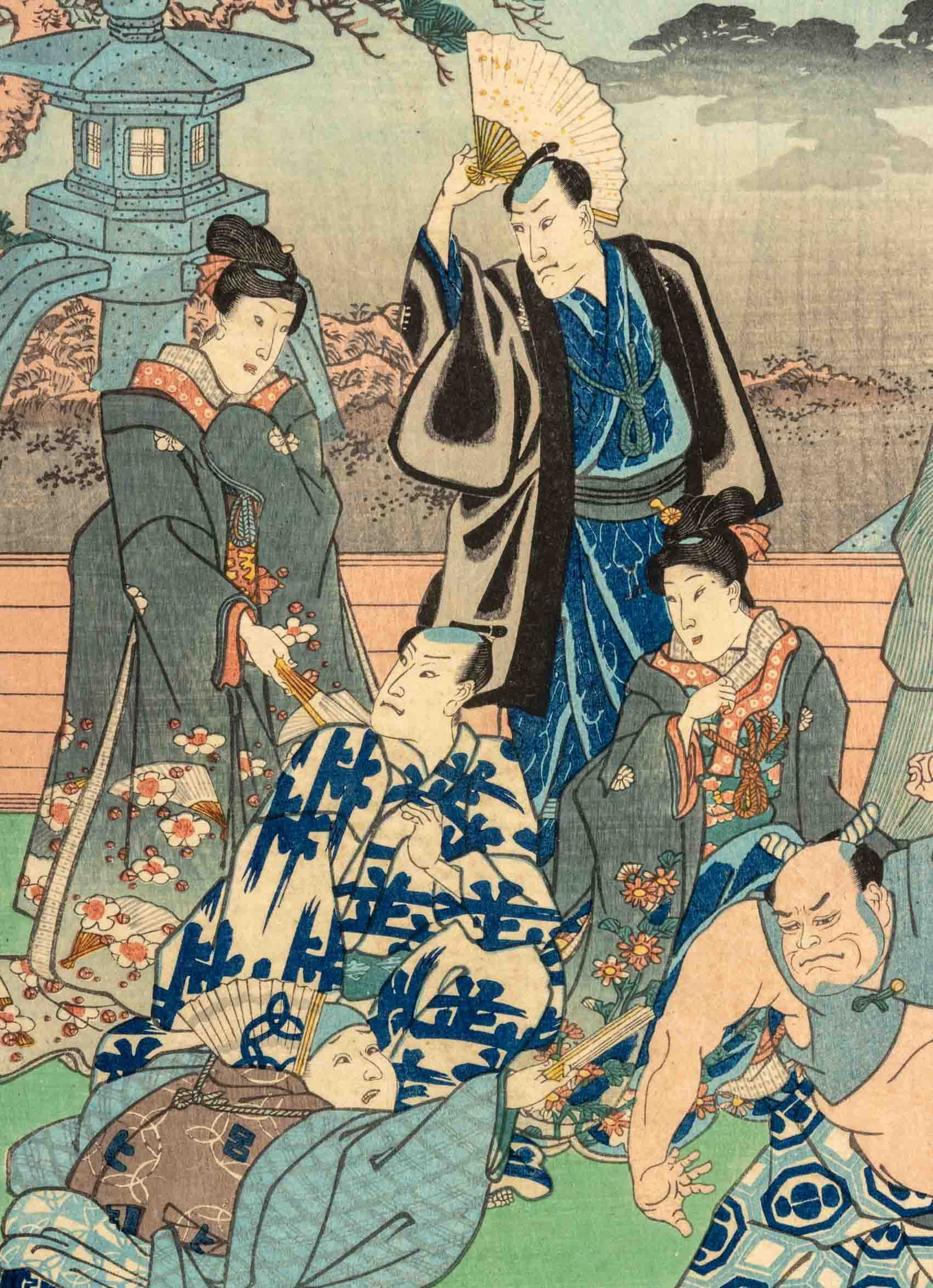 Toyokuni III Figural Scene Woodblock Prints, 5 - 9