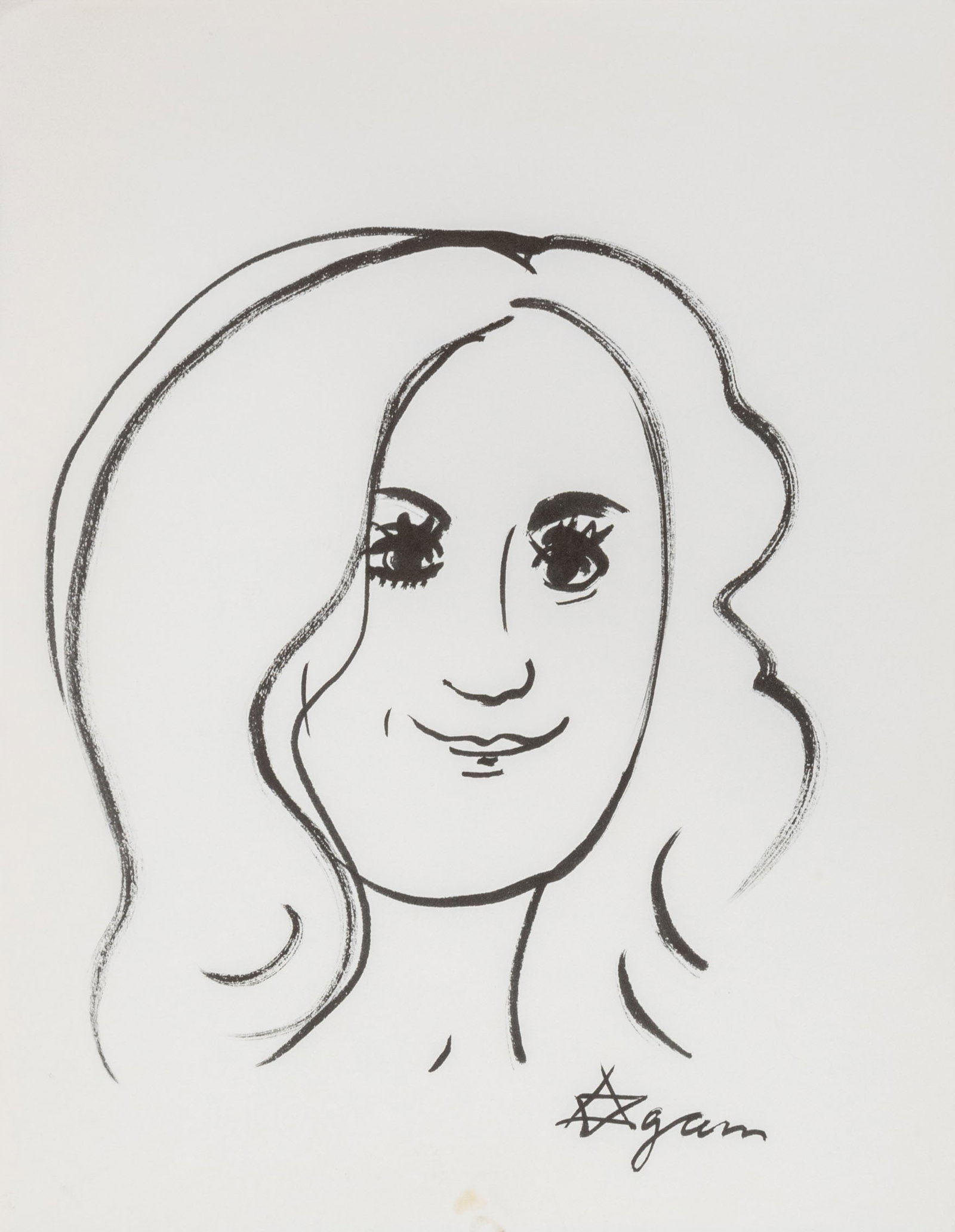 Yaacov Agam Portrait of Marion Wiesel Ink on Paper - 2