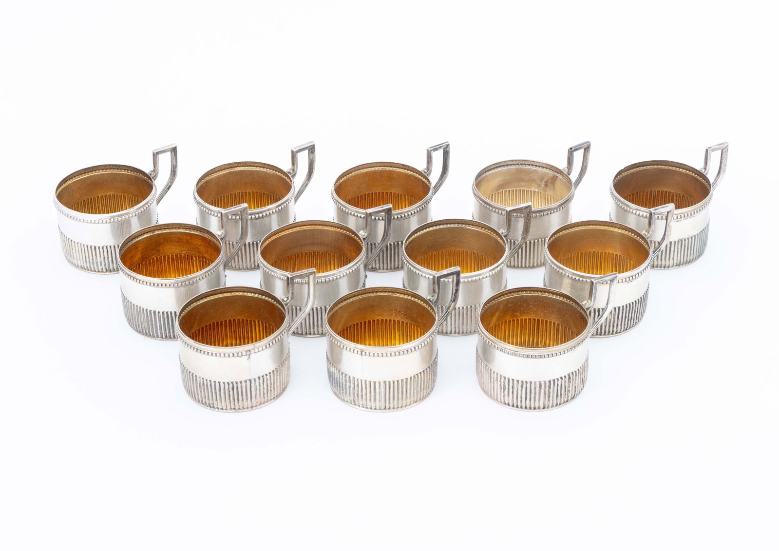 Polish Silver Fluted Teacups, 12 - 2