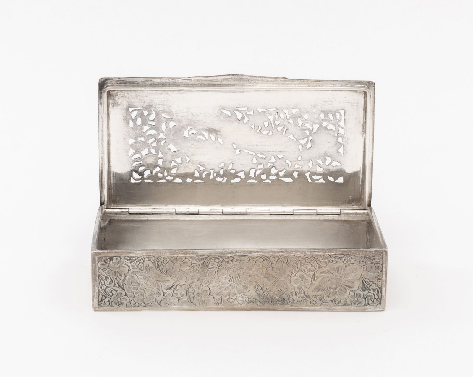 Middle Eastern Silver Bird Motif Pierced Table Box - 5