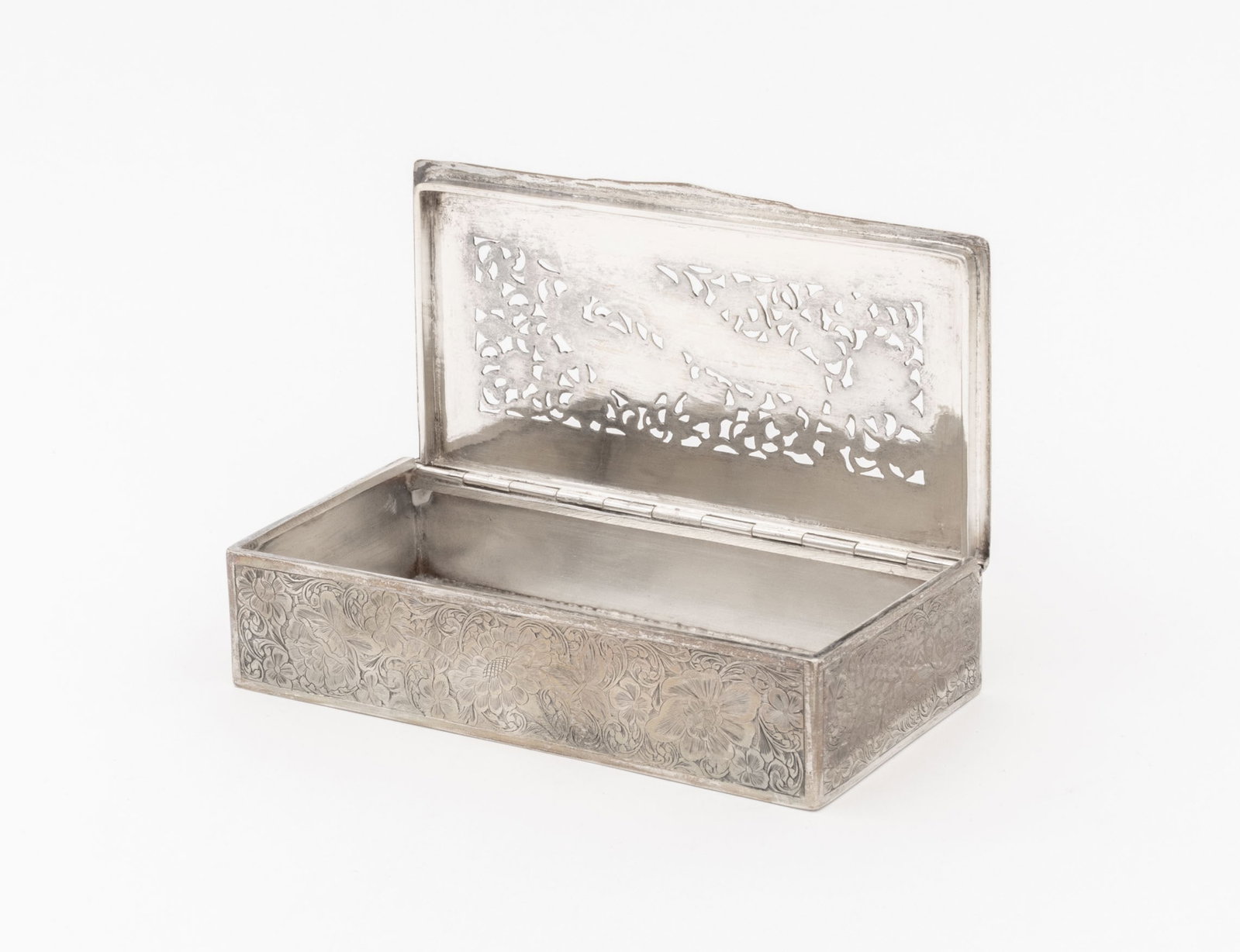 Middle Eastern Silver Bird Motif Pierced Table Box - 6