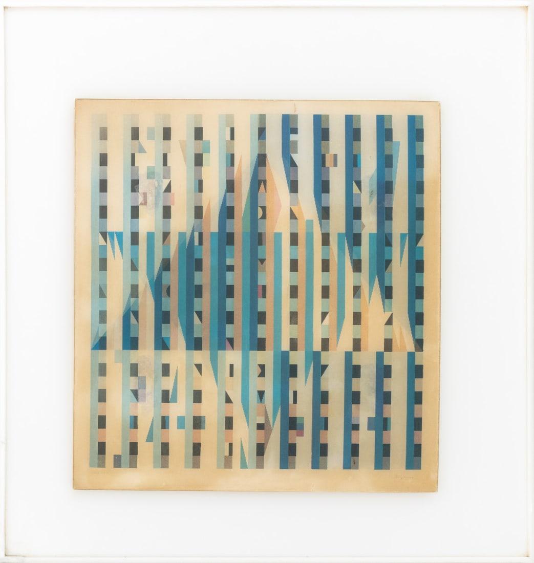 Yaacov Agam "Star of David", ca. 1976: Yaacov Agam (Israeli, 1928-2026), "Star of David", Screenprint and Lenticular Plexiglas Print in Colors, circa 1976, signed lower right, numbered edition "29 / 99" lower left, mounted on white acrylic
