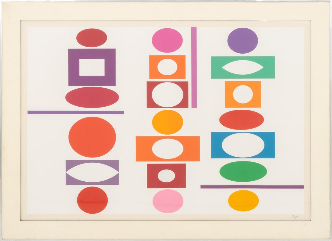 Yaacov Agam "Double Metamorphosis III", 1973: Yaacov Agam (Israeli, 1928-2026), "Double Metamorphosis III", Screenprint in Colors, 1973, signed in pencil lower right, numbered edition "61/180" lower left, white frame. Image: 29.5" H x 42.5" W; fr