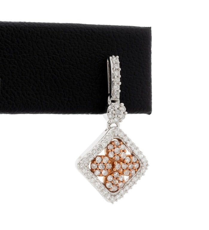 Two-Tone Gold Diamond Dangle Earrings - 4