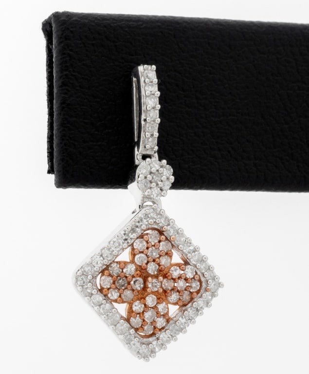 Two-Tone Gold Diamond Dangle Earrings - 6