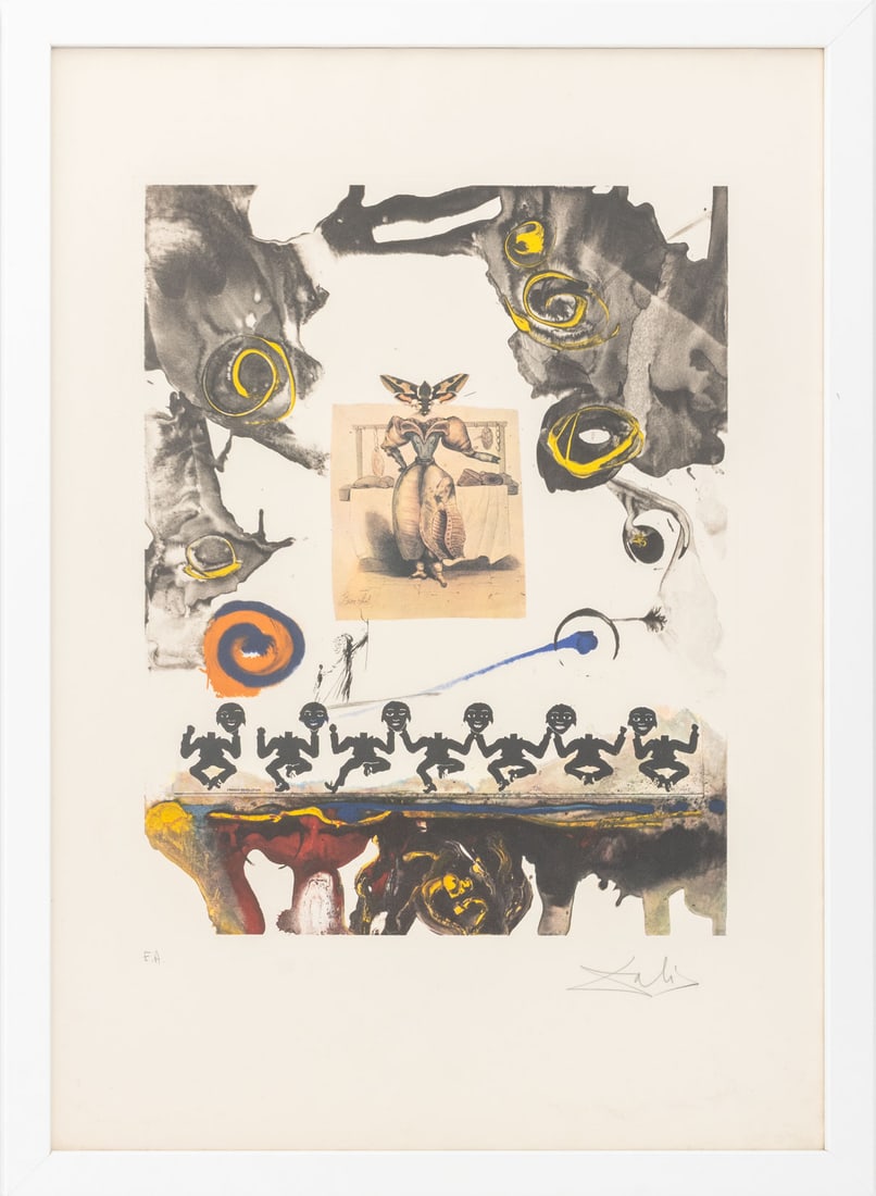 Salvador Dali "Surrealist Gastronomy", 1971: Salvador Dali (Spanish, 1904-1989), "Surrealist Gastronomy", Etching and Photolithograph in Colors on Arches Paper, 1971, from the "Memories of Surrealism" suite, published by Transworld Art, New York