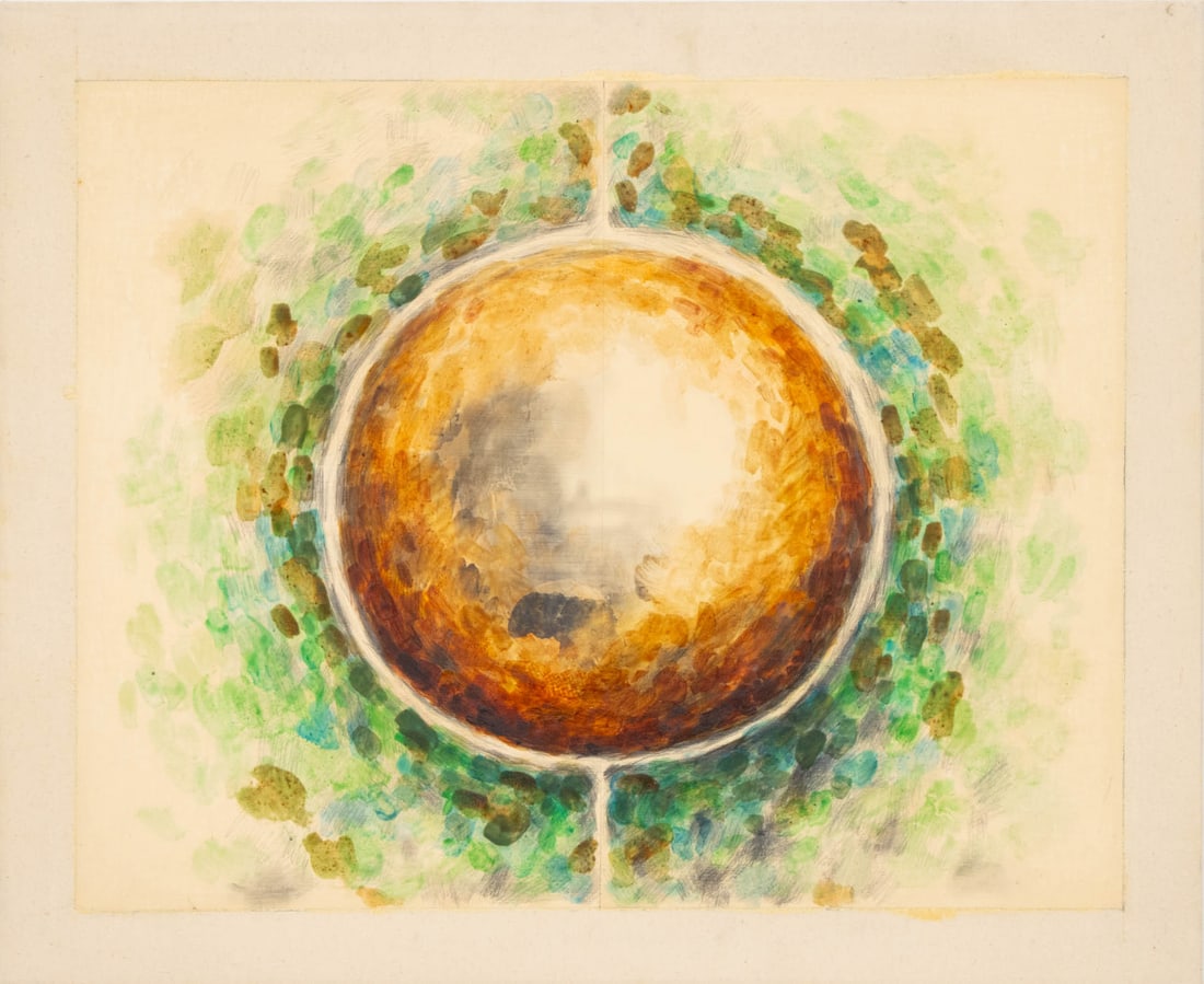 Joseph Lawrence Gardella Circle Study Mixed Media: Joseph Lawrence Gardella (American, XX-XXI), Untitled (Circle Study), Mixed Media on Paper laid to canvas, estate stamp verso, unframed. 26" H x 32" W x 1.25" D. Provenance: From the Estate of Joseph 