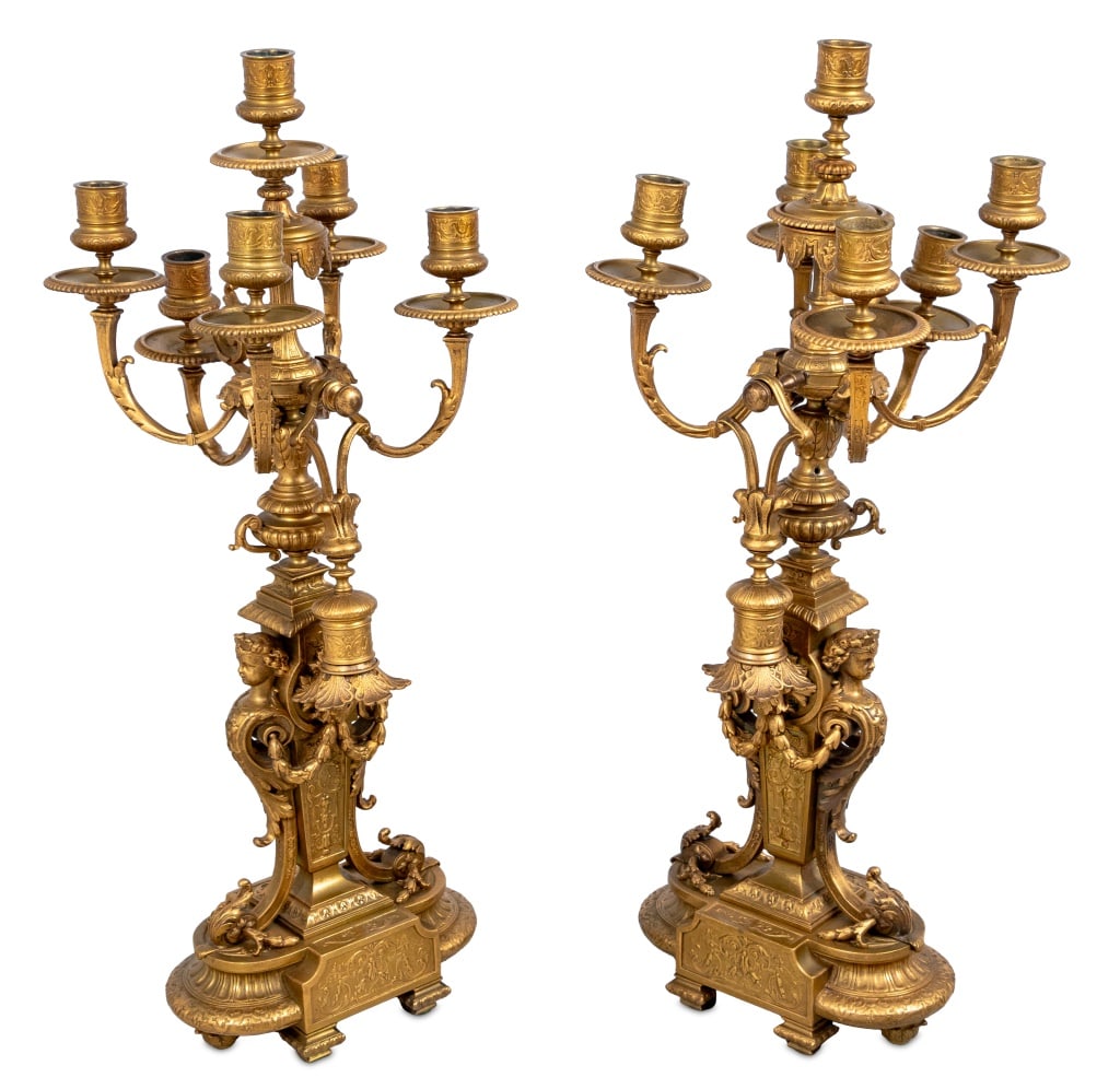 Napoleon III Ormolu 3-Piece Clock Set, ca. 1870 - 4