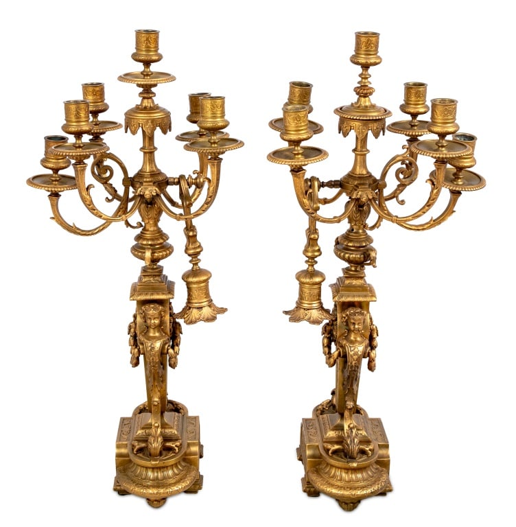 Napoleon III Ormolu 3-Piece Clock Set, ca. 1870 - 5