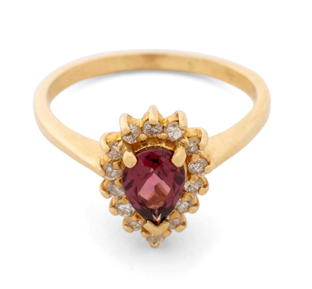 Rubellite and Diamond Yellow Gold Ring - 3