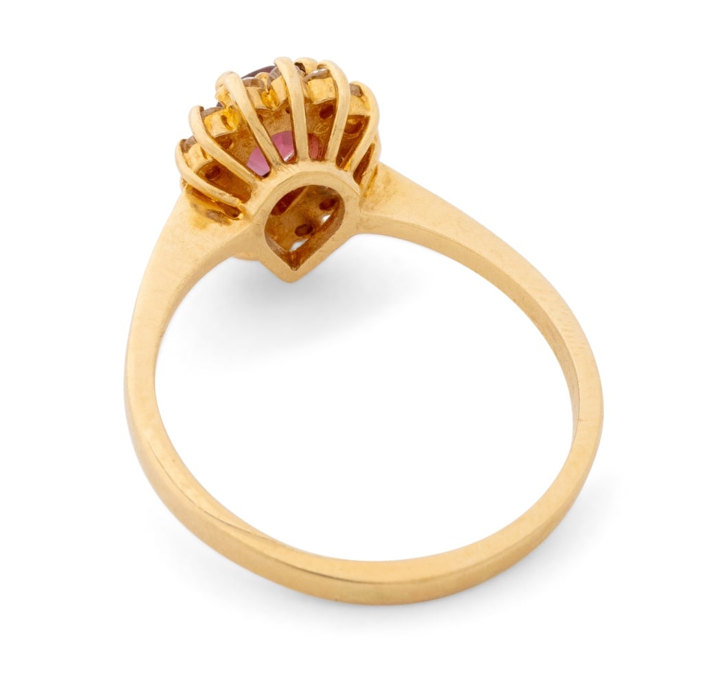 Rubellite and Diamond Yellow Gold Ring - 6