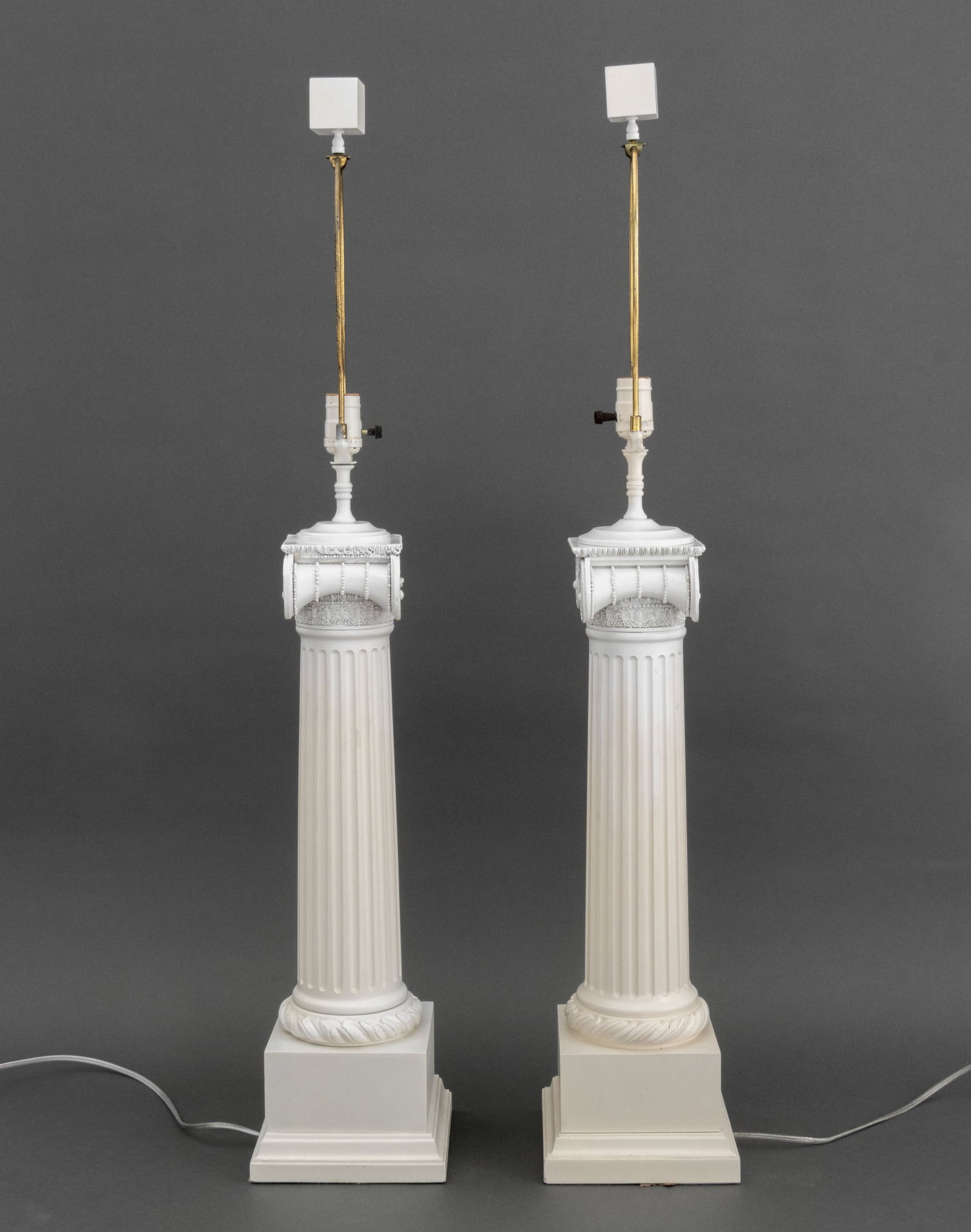 Neoclassical Style Ionic Column Table Lamps, Pair - 6
