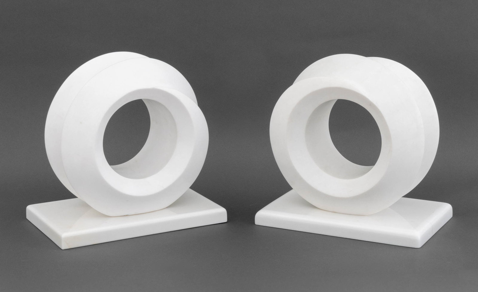 Modern Carved White Quartzite Sculptures, Pair (1 of 8)