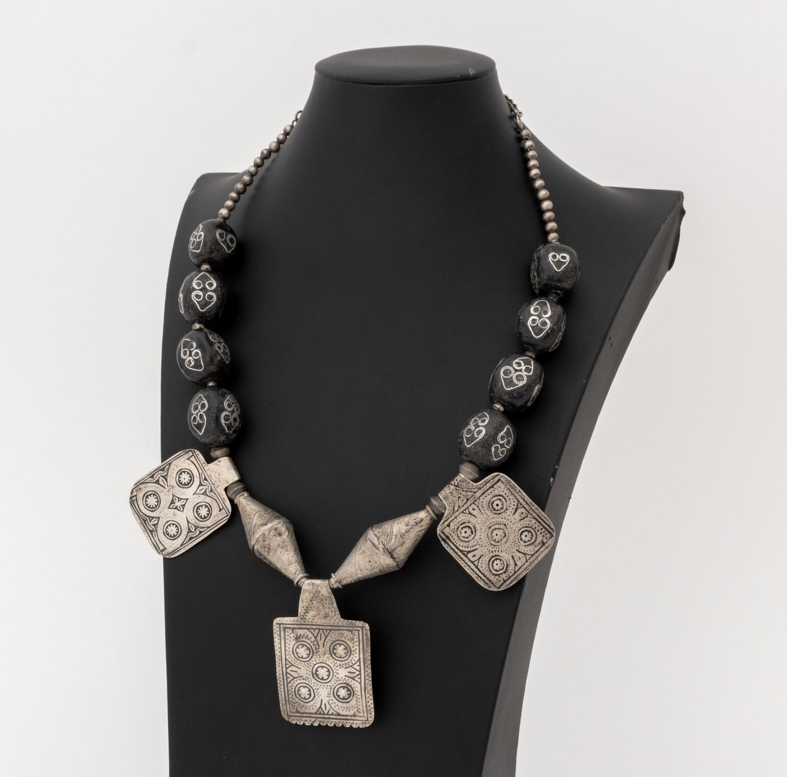African Berber Silver Beaded Necklaces, 2 - 3