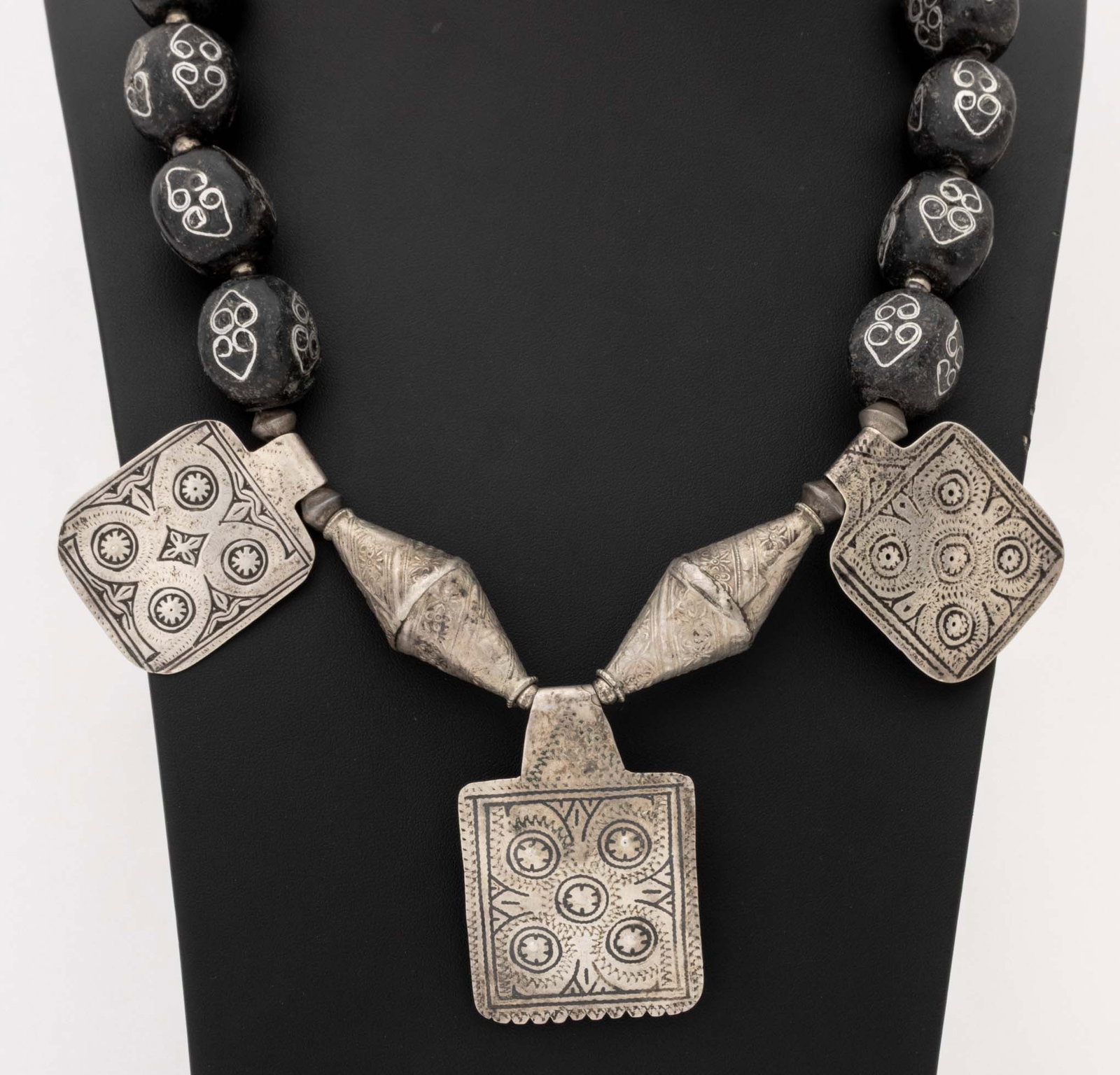 African Berber Silver Beaded Necklaces, 2 - 4