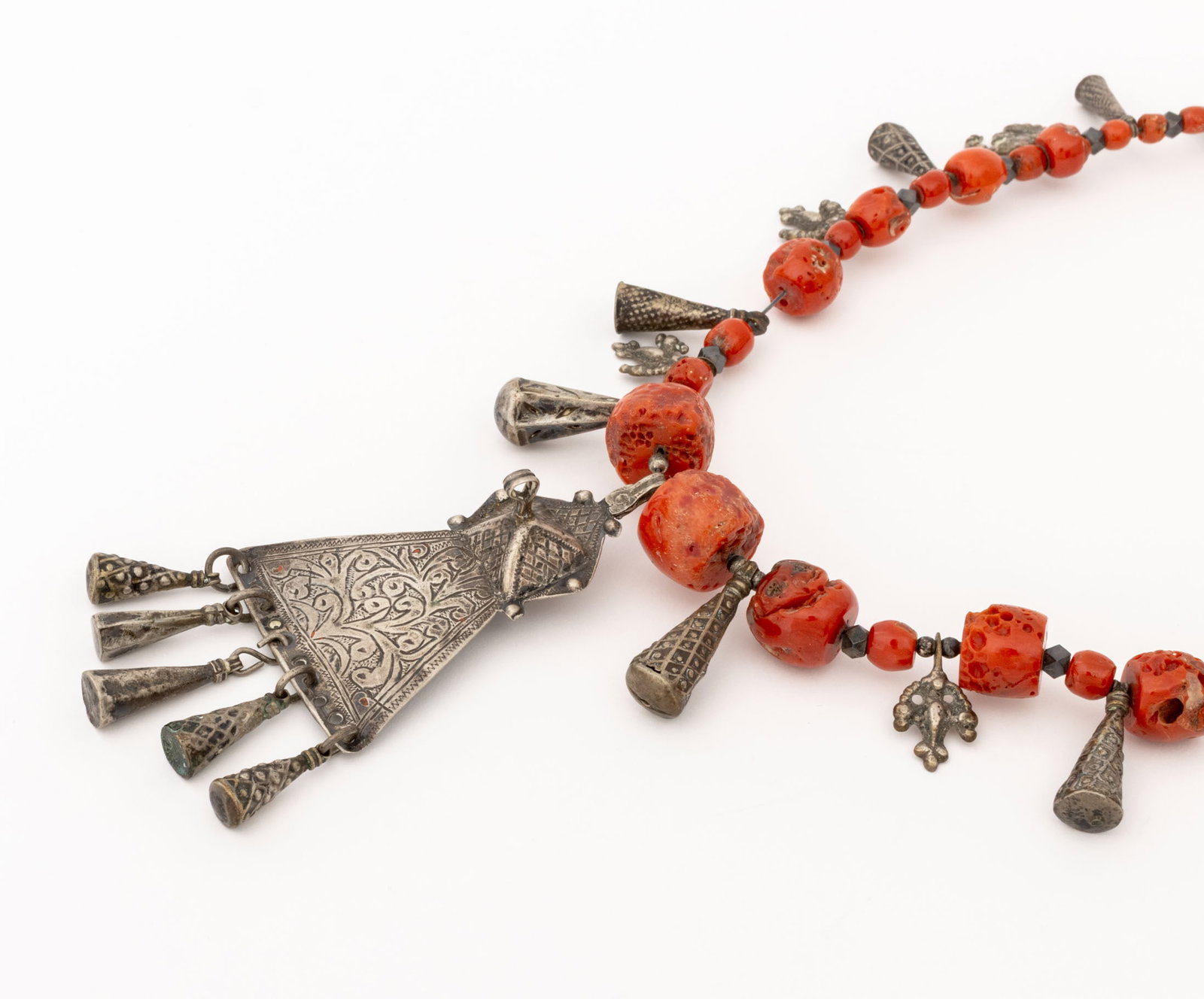 African Berber Silver Beaded Necklaces, 2 - 9