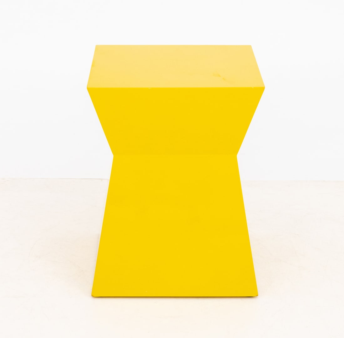 Modern Yellow Geometric Design End Tables, Pair - 4