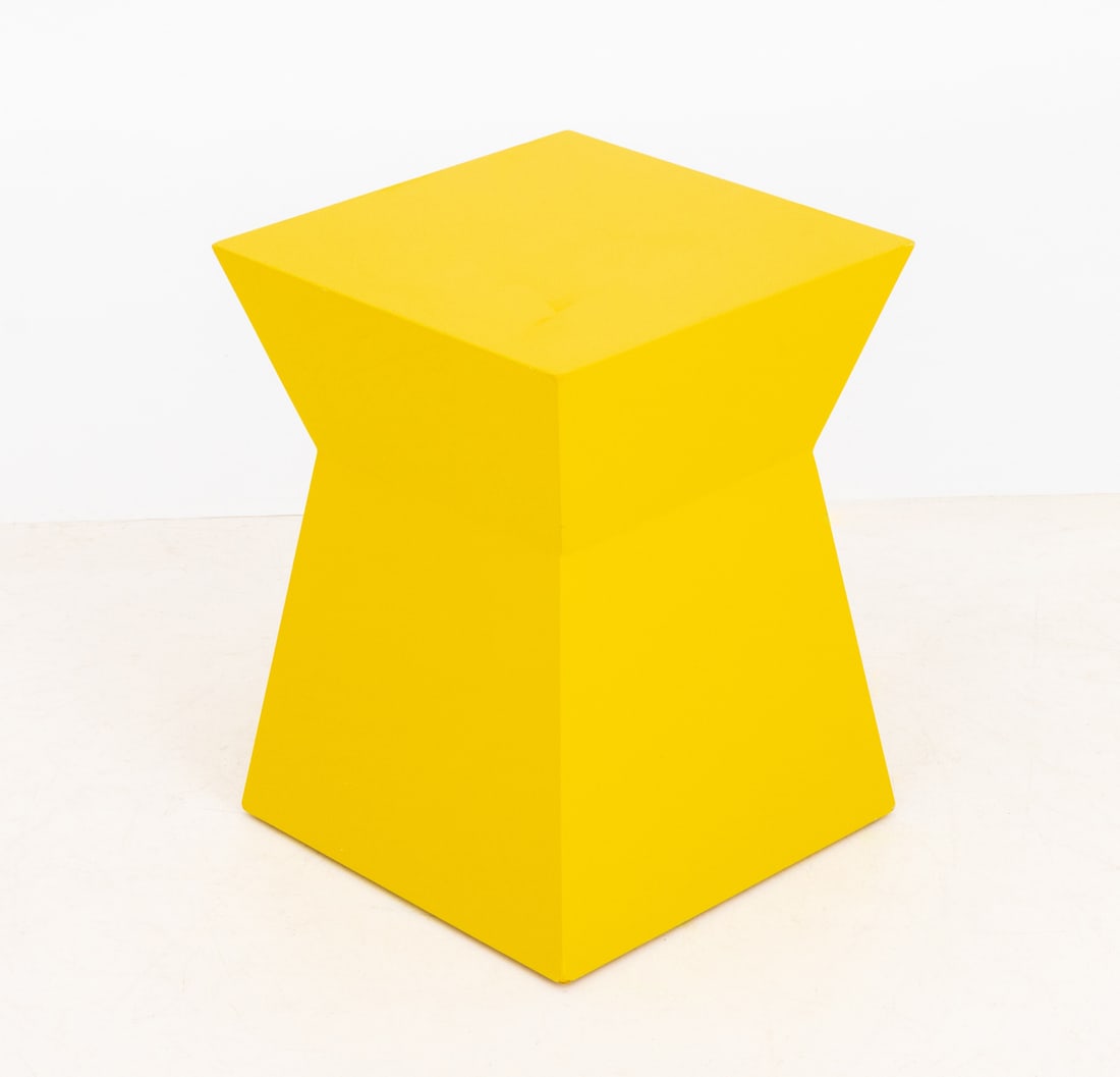Modern Yellow Geometric Design End Tables, Pair - 7