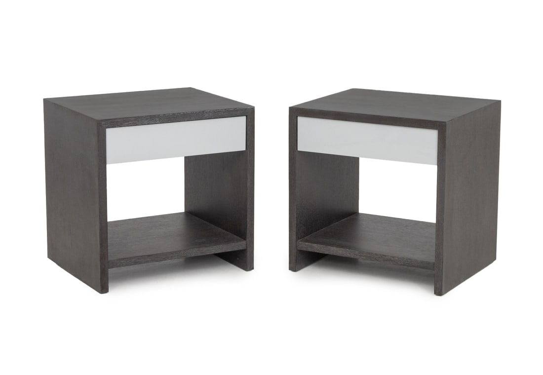 Desiron Gray Oak Wood Side Tables, Pair (1 of 8)