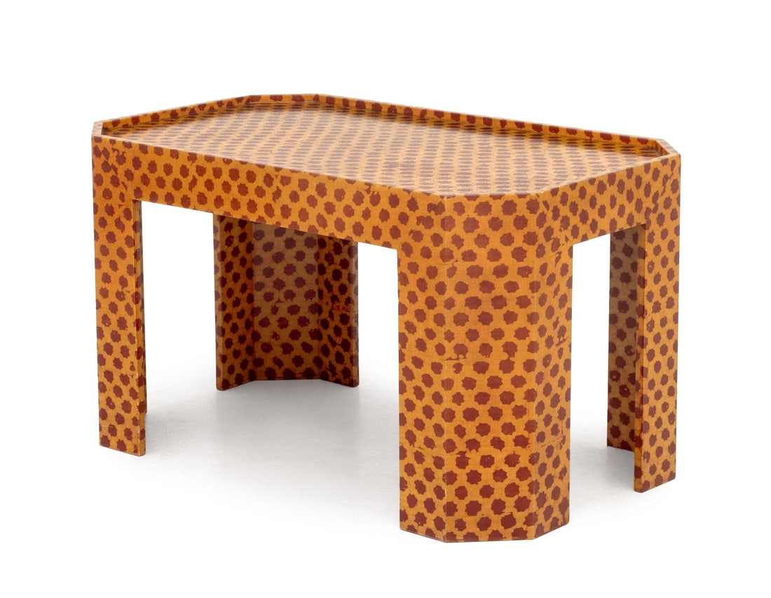 Modern Red and Yellow Patterned Side Table (1 of 7)