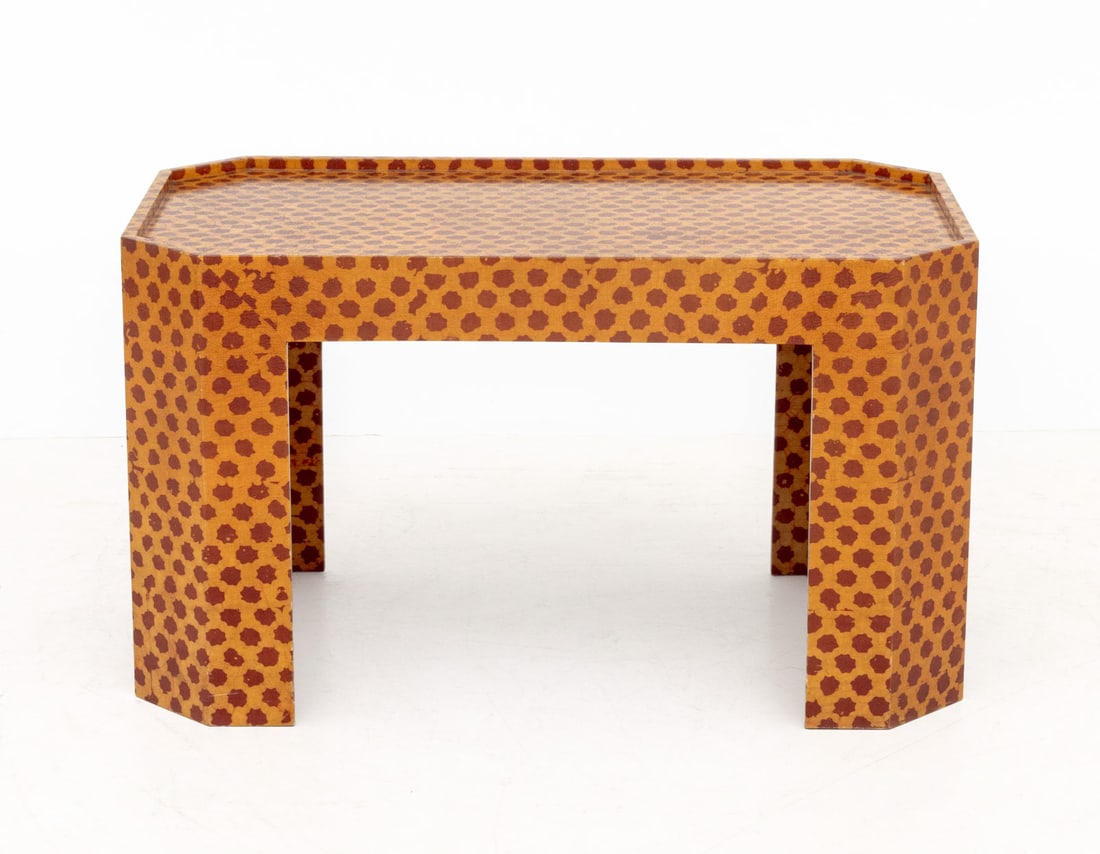 Modern Red and Yellow Patterned Side Table - 2