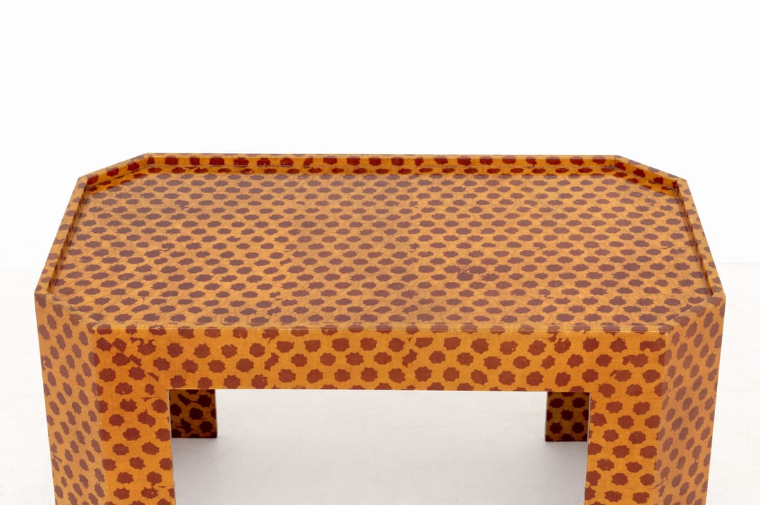 Modern Red and Yellow Patterned Side Table - 3
